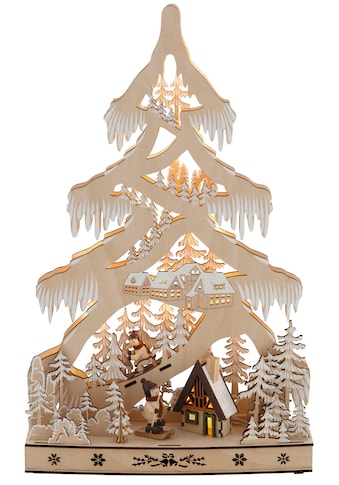 LED Baum »Schneelandschaft«, mit Hütte und Skifahrern, Höhe ca. 48 cm