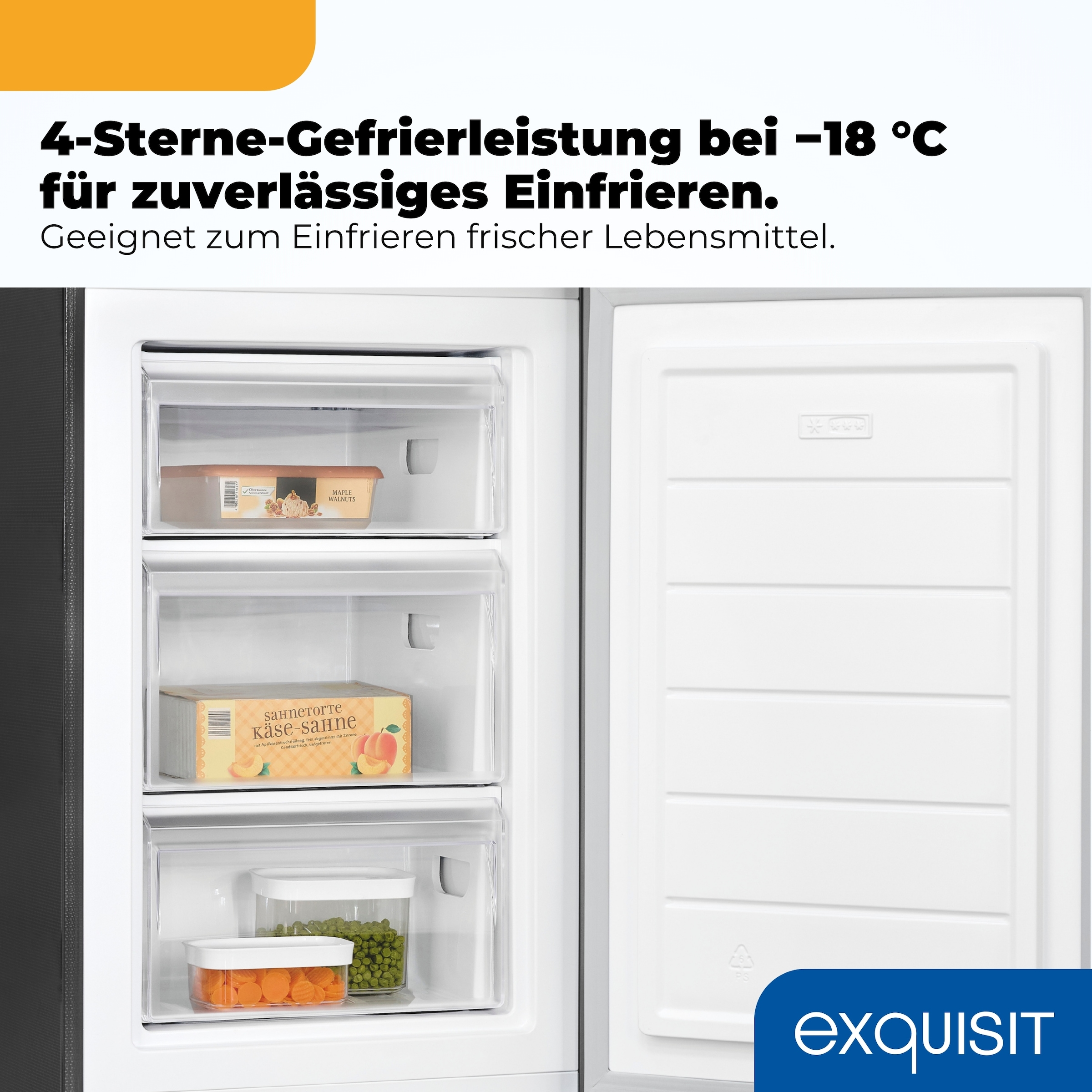 exquisit Gefrierschrank »GS81-040B inoxlook-az« 85 cm hoch 54,5 cm breit