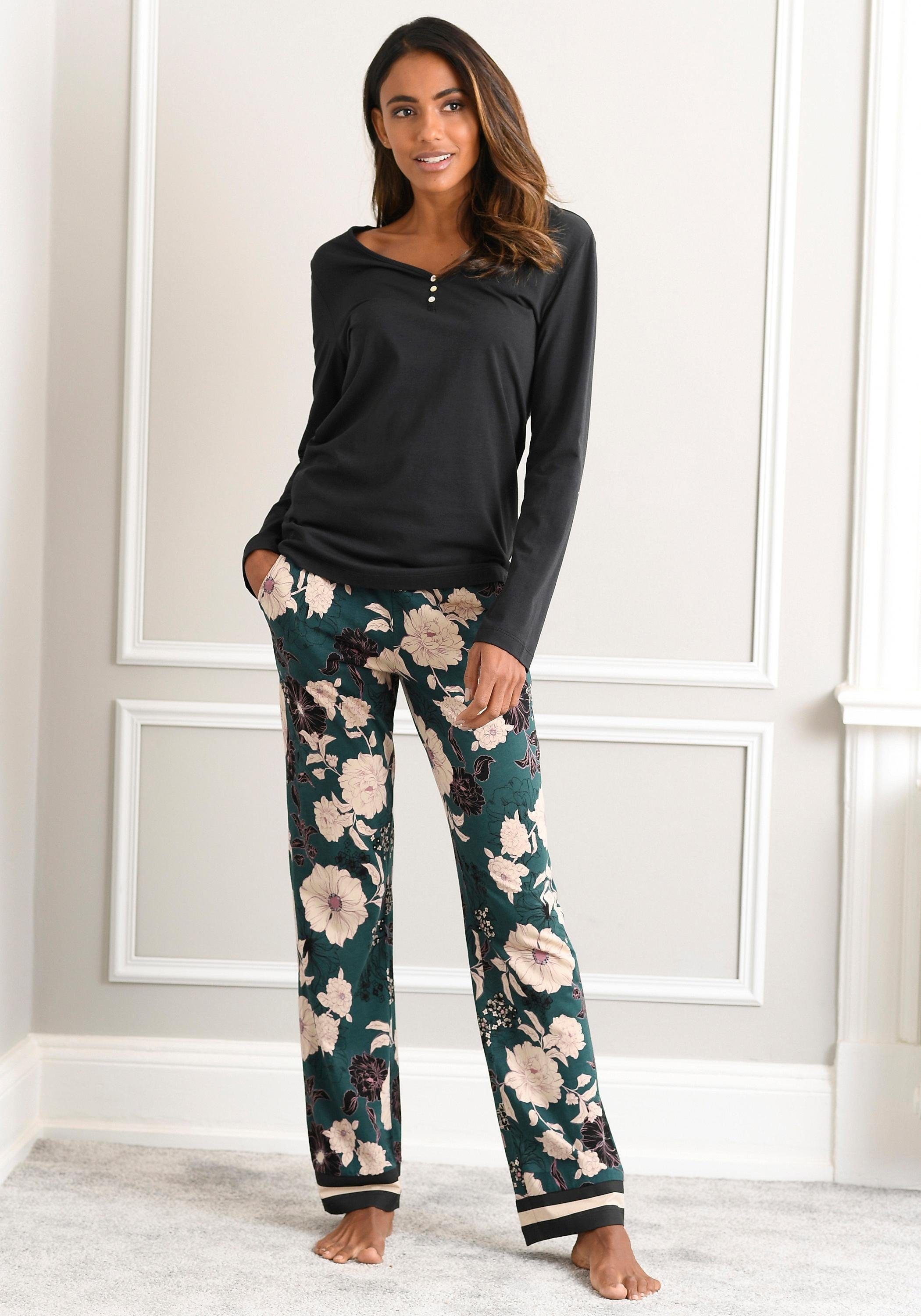 s.Oliver Pyjama, (2 1 Schlafhose Shop mit OTTO im geblümter Online tlg., Stück)