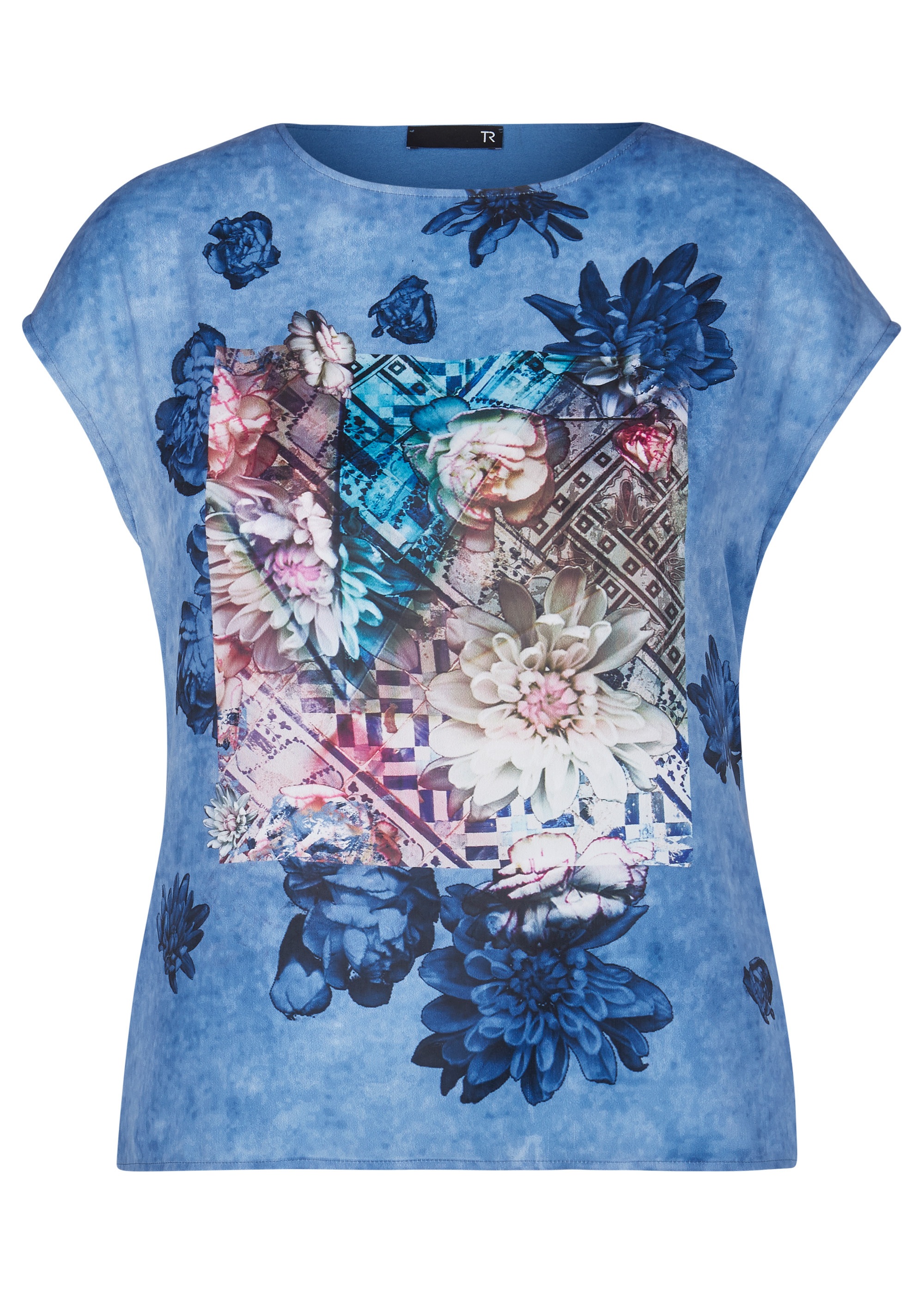 Thomas Rabe T-Shirt mit Rosen-Print und Kappärmeln
