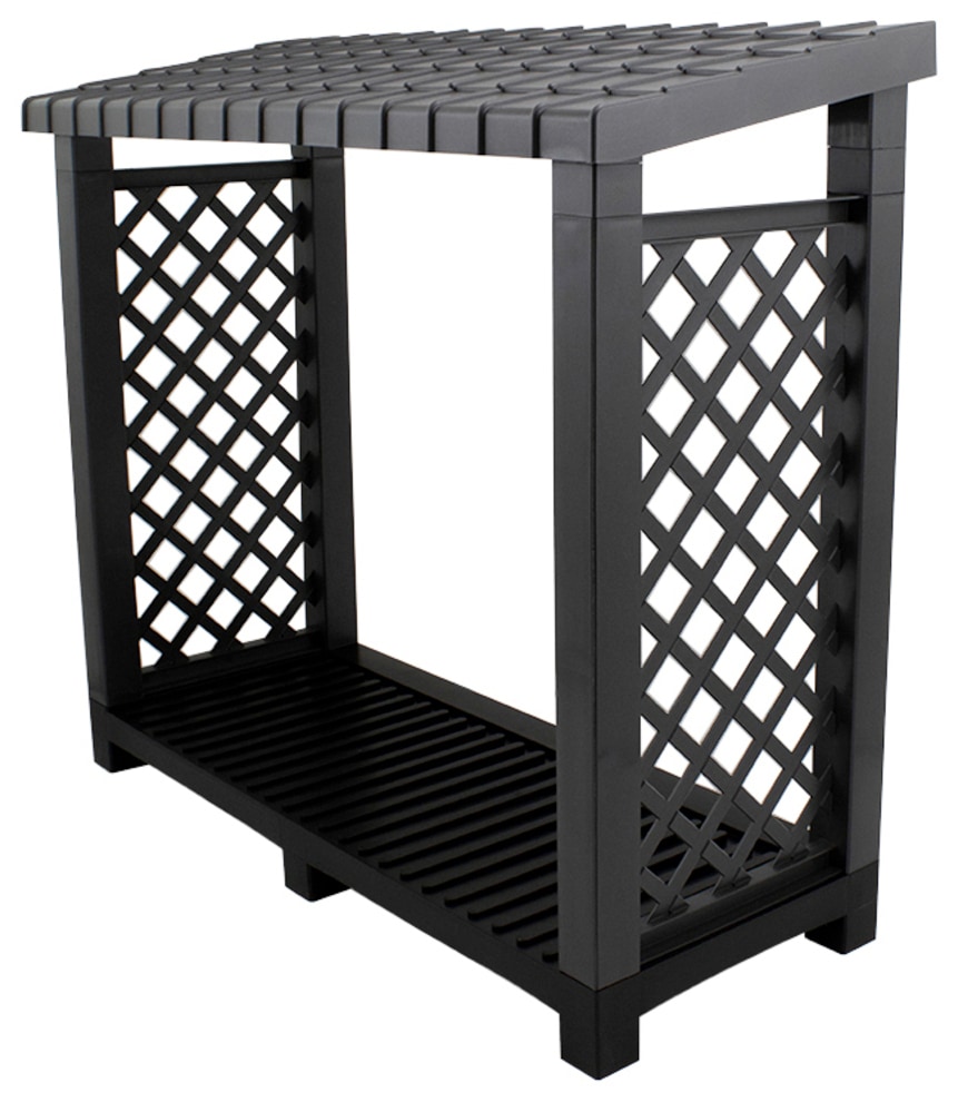 Khw Kaminholzregal »aus stabilem und wetterfestem Kunststoff« schützt Kaminholz vor Feuchtigkeit in grau, Größe B/H/T: 114 cm x 102 cm x 47 cm