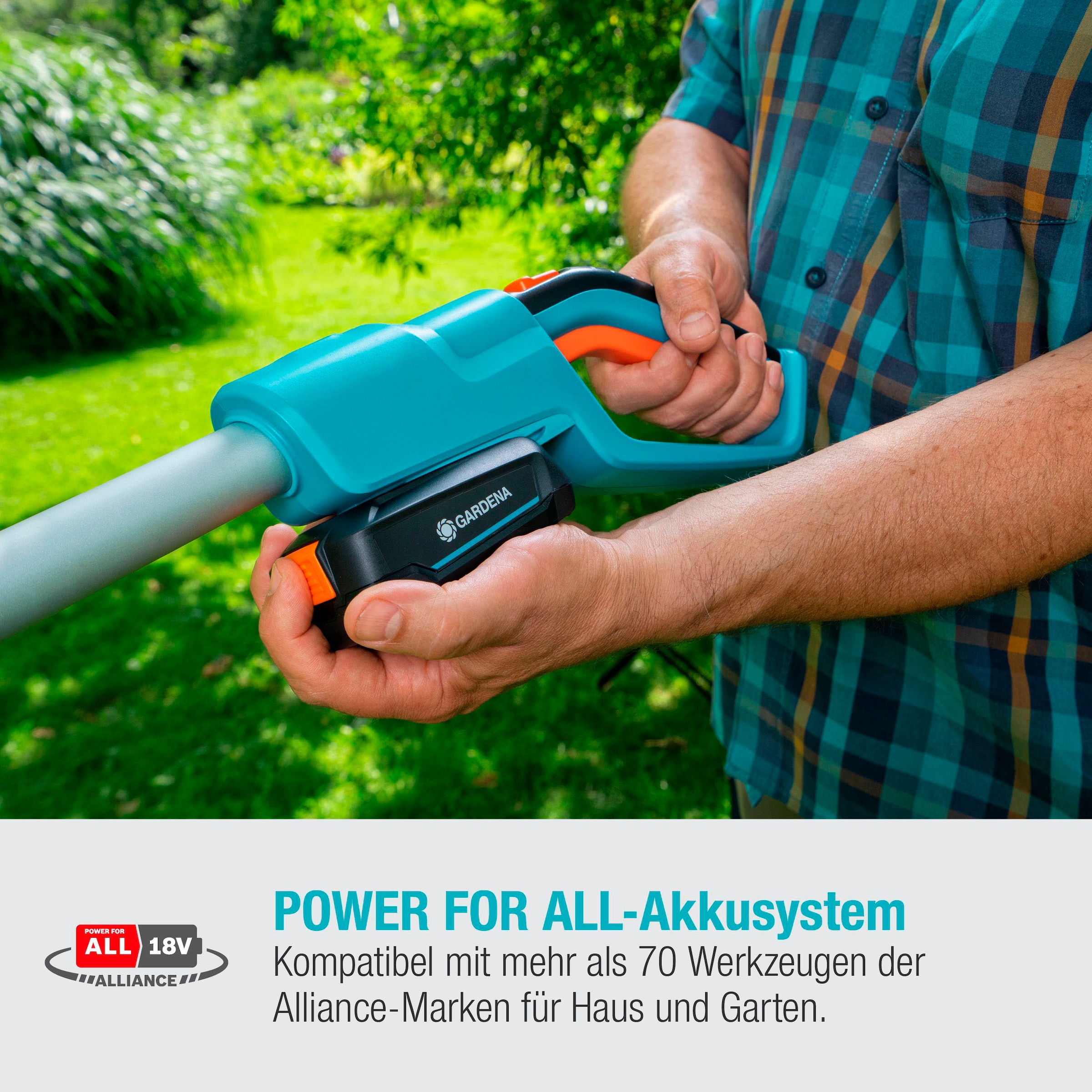 GARDENA Teleskop-Heckenschere »THS 42/18V P4A Ready-To-Use Set«, (mit Akku und Ladegerät), inklusive Akku und Ladegerät