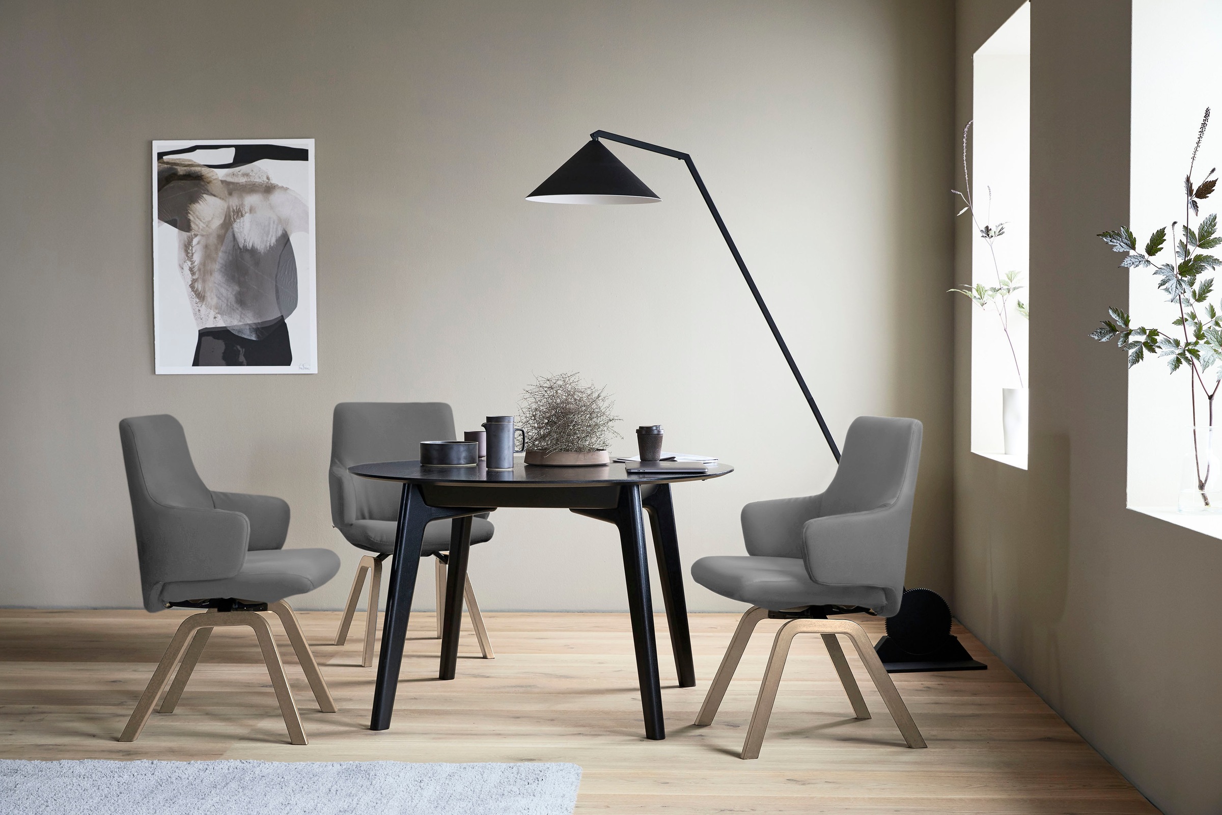 Stressless® Polsterstuhl »Laurel«, Microfaser DINAMICA, Low Back mit Armlehne, Größe L, mit schräggestellten Beinen in Schwarz