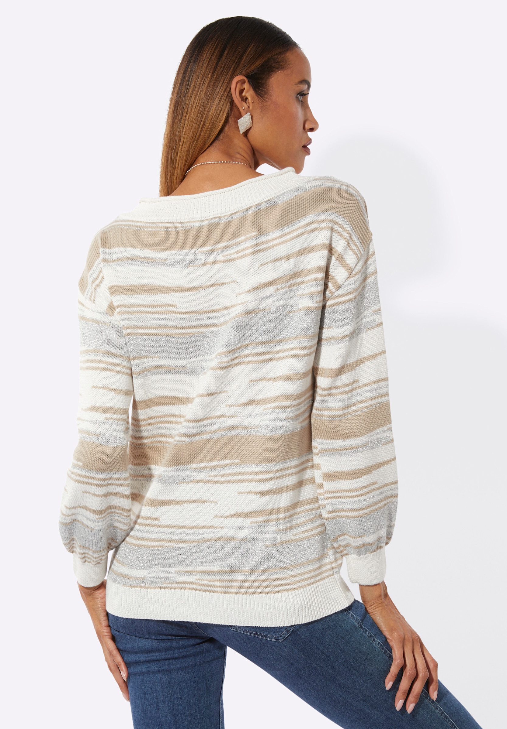 creation L Longpullover »Pullover Jacquardpullover mit Glanzgarn«