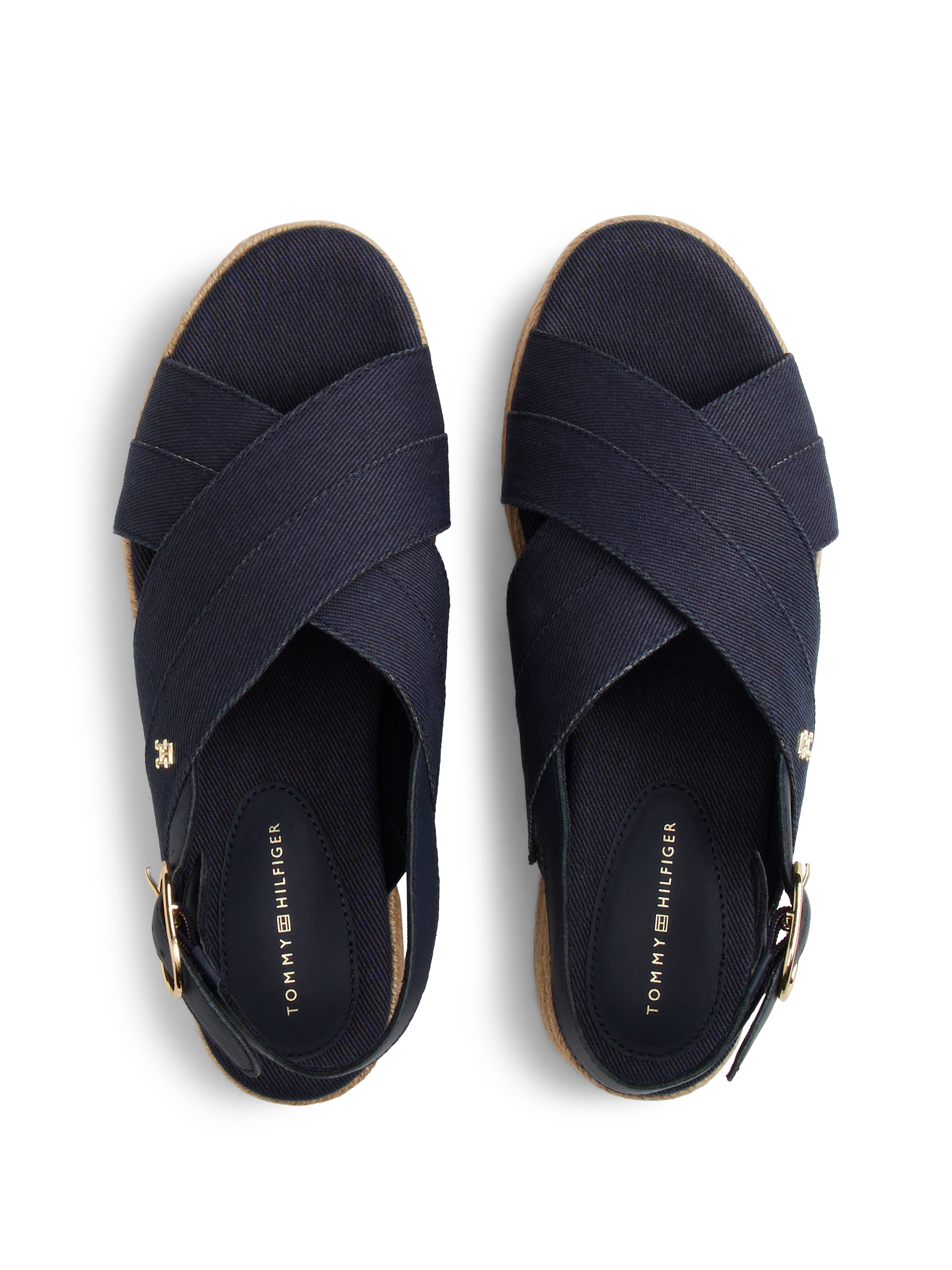 Tommy Hilfiger Keilsandalette »DENIM ESPADRILLE PLATFORM SANDAL«, Plateau, Riemchensandale, Sommerschuh mit verstellbarer Schnalle