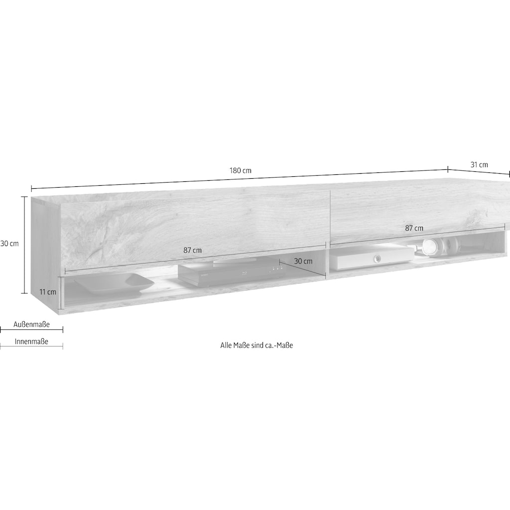 INOSIGN Lowboard, Breite 180 cm, stehend und hängend