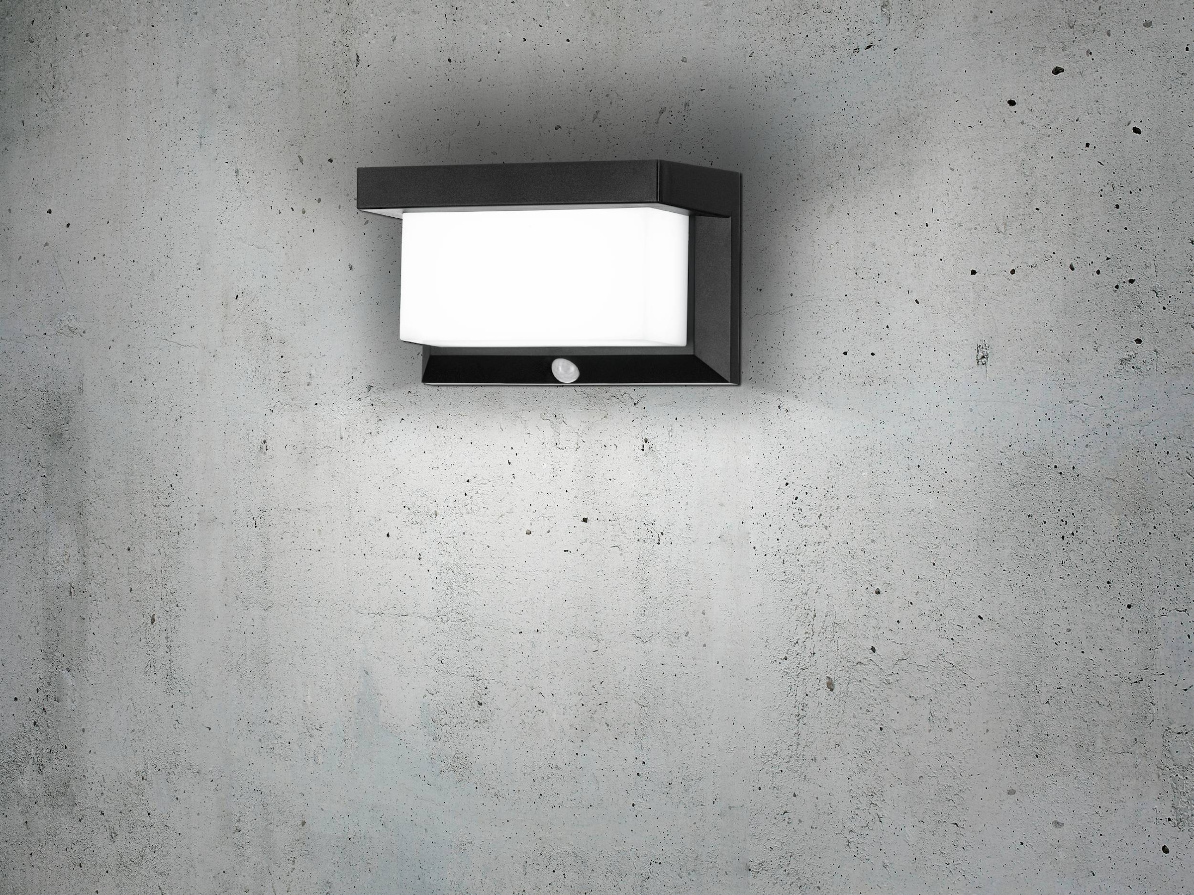 EGLO LED Solarleuchte »Utrera Solarlampe, Wandlampe aus Kunststoff, Außenbeleuchtung, IP44« LED-Modul 1 Stk. Kaltweiß Solarleuchte - L20 x B9 x H12 cm - schwarz - 32X0,12W inkl.