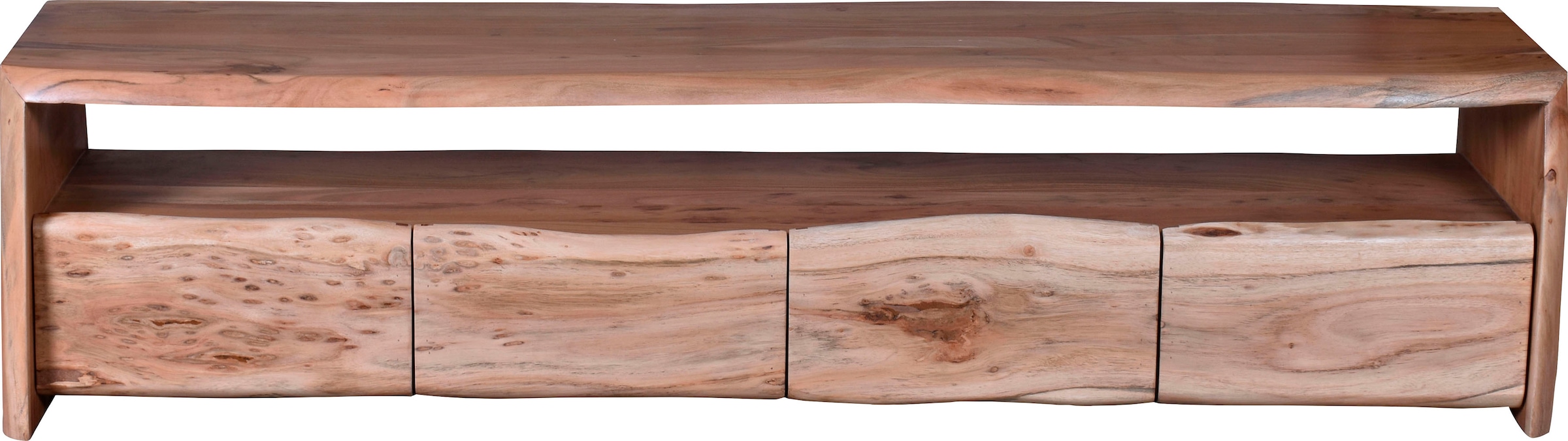 SIT Lowboard »Elba aus massiver Akazie mit Baumkante – 4 Schubladen & Unikat« 4 Schubladen & offenes Fach mit 183 cm Breite für viel Stauraum