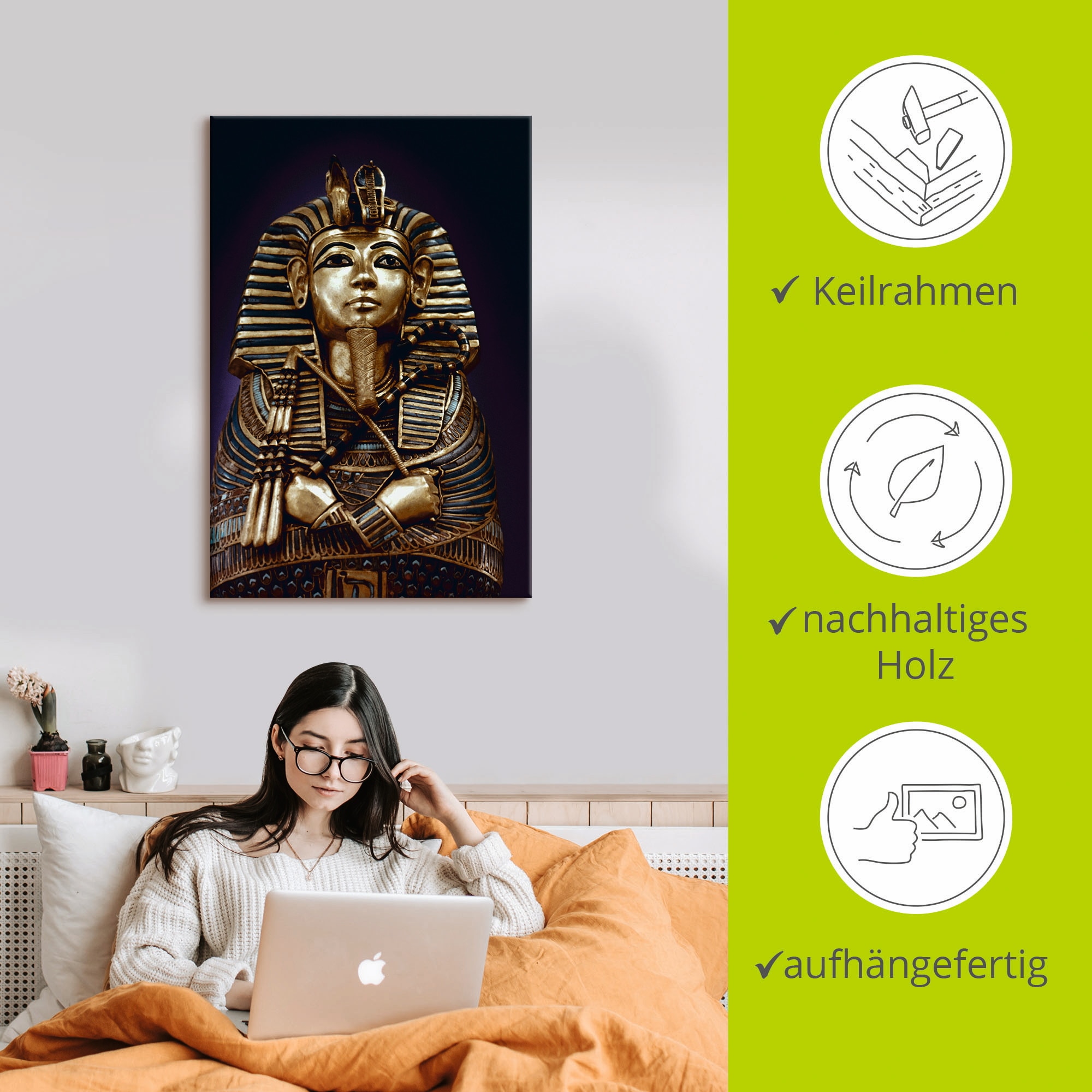 Artland Wandbild »Grabbüste von König Tutanchamun« Menschen 1 Stk. tlg. als Leinwandbild, Poster in verschied. Größen