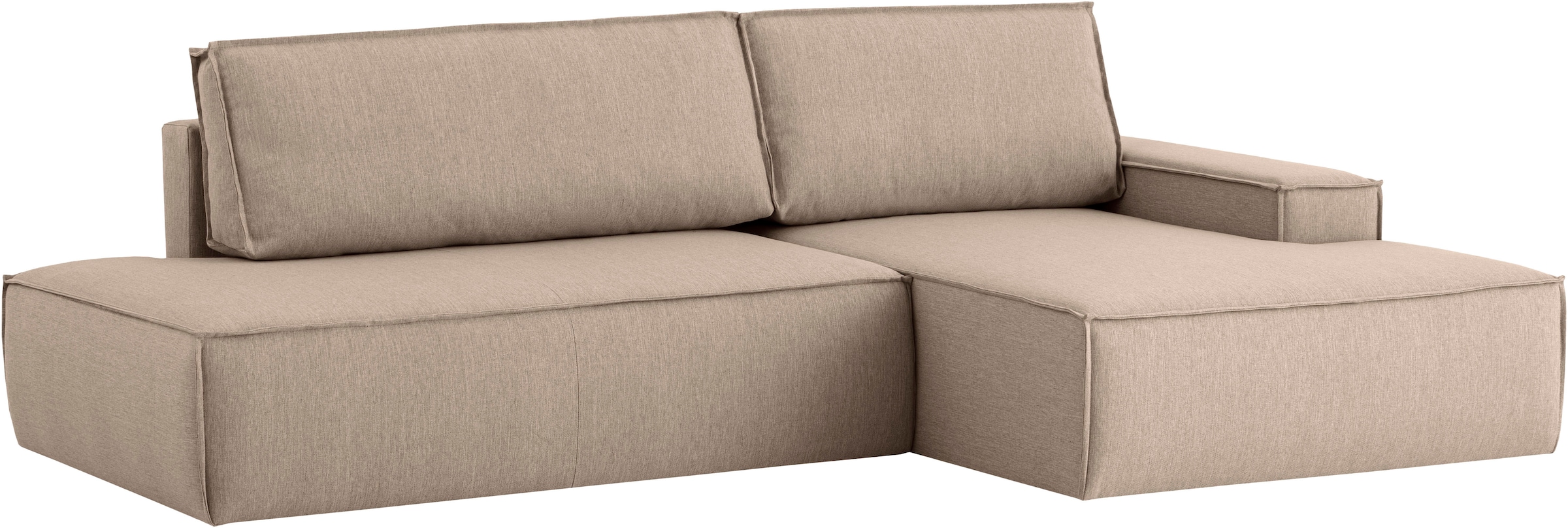 Home affaire Ecksofa »SHERWOOD, Schlafsofa in L-Form offen (275cm), Cord, Leinenoptik«, Schlaffunktion und Bettkasten, Kedernaht, hoher Sitz- & Liegekomfort