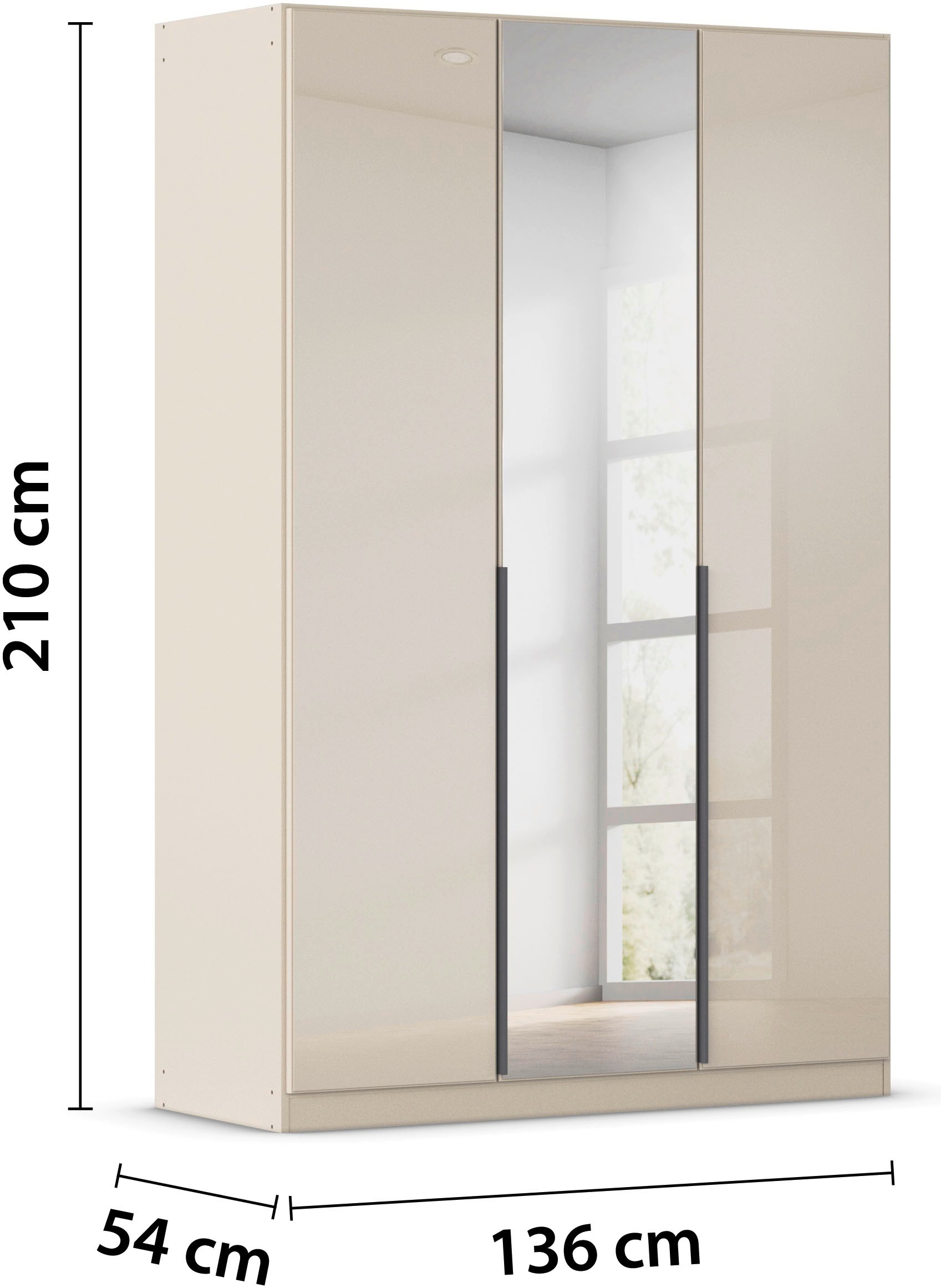 rauch Drehtürenschrank »Kleiderschrank Kleiderschränke Schrank Garderobe AGORDO mit Glasfront«, (in zwei Griff-Farben), durchdachte Innenausstattung, in 6 Breiten und 2 Höhen MADE IN GERMANY