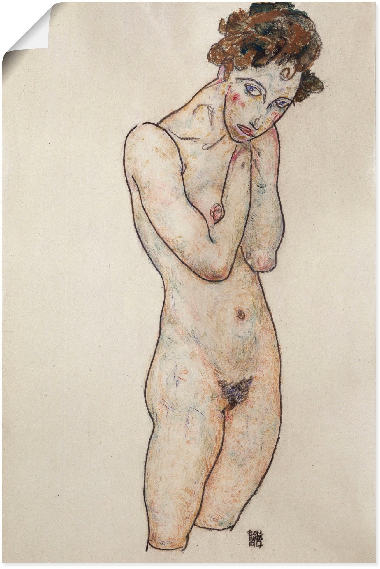 Artland Wandbild »Stehender weiblicher Akt. 1917.«, Frau, (1 St.), in vielen Größen & Produktarten - Alubild / Outdoorbild für den Außenbereich, Leinwandbild, Poster, Wandaufkleber / Wandtattoo auch für Badezimmer geeignet