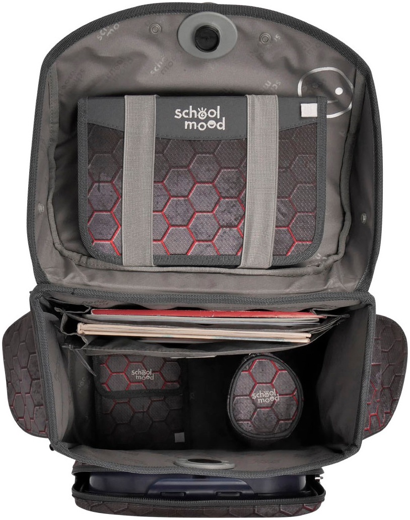 SCHOOL-MOOD® Schulranzen »Timeless, Mika (Drache)«, retroreflektierende Flächen, mit LED-Patchy; aus recyceltem Material