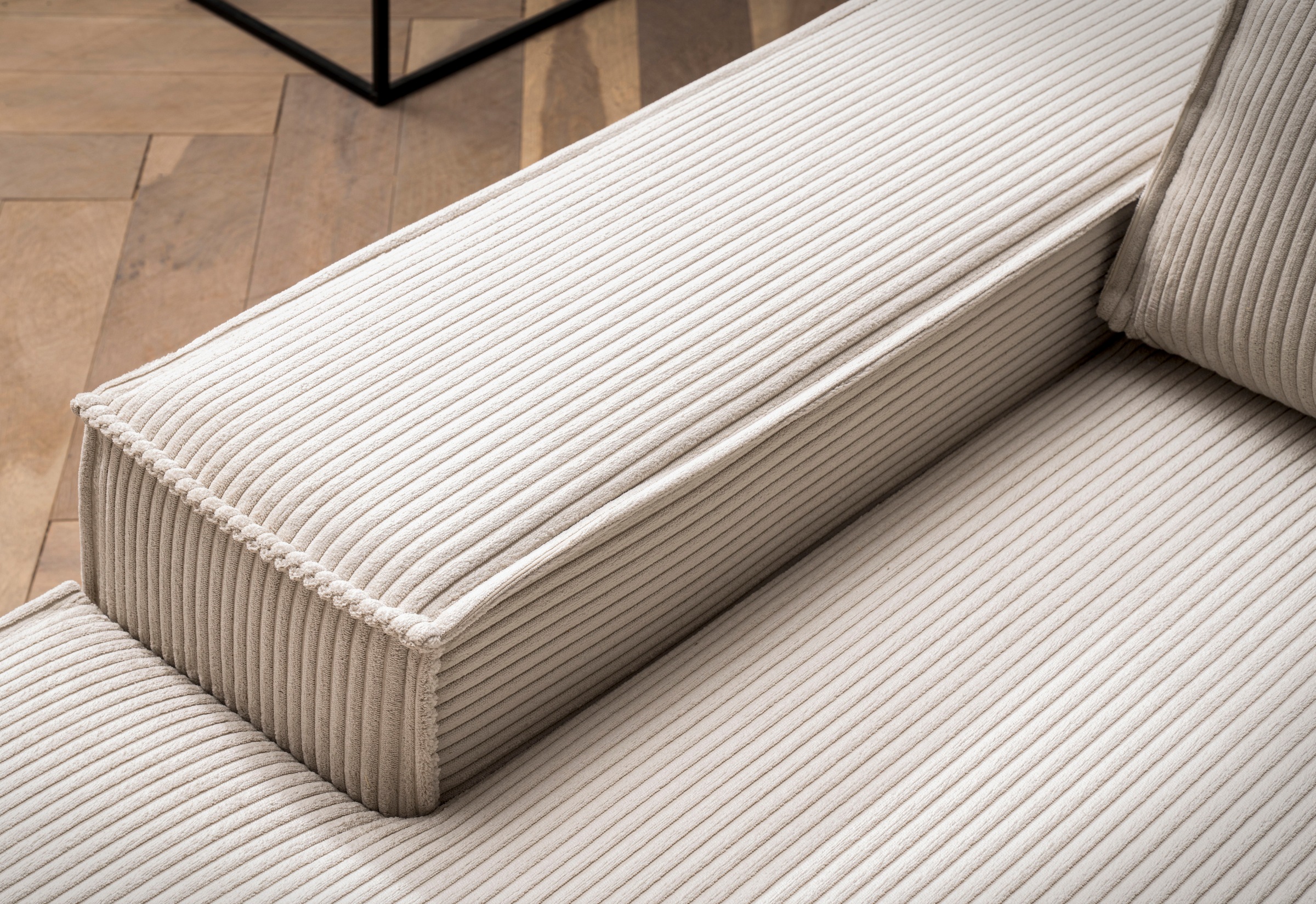 Home affaire Ecksofa »SHERWOOD, Schlafsofa in L-Form offen (275cm), Cord, Leinenoptik«, Schlaffunktion und Bettkasten, Kedernaht, hoher Sitz- & Liegekomfort