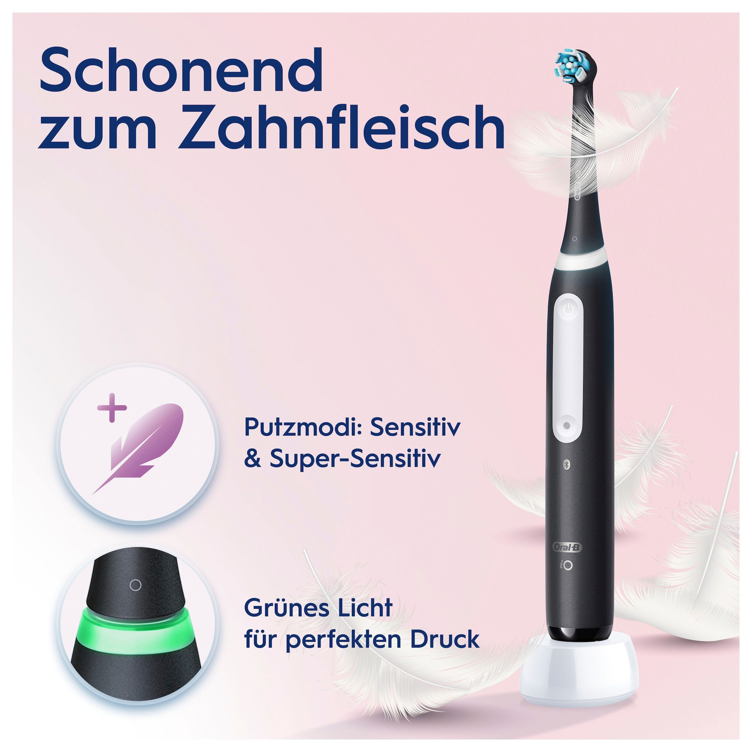 Oral-B Elektrische Zahnbürste »iO 4«, 1 St. Aufsteckbürsten, mit Magnet-Technologie, 4 Putzmodi, Reiseetui