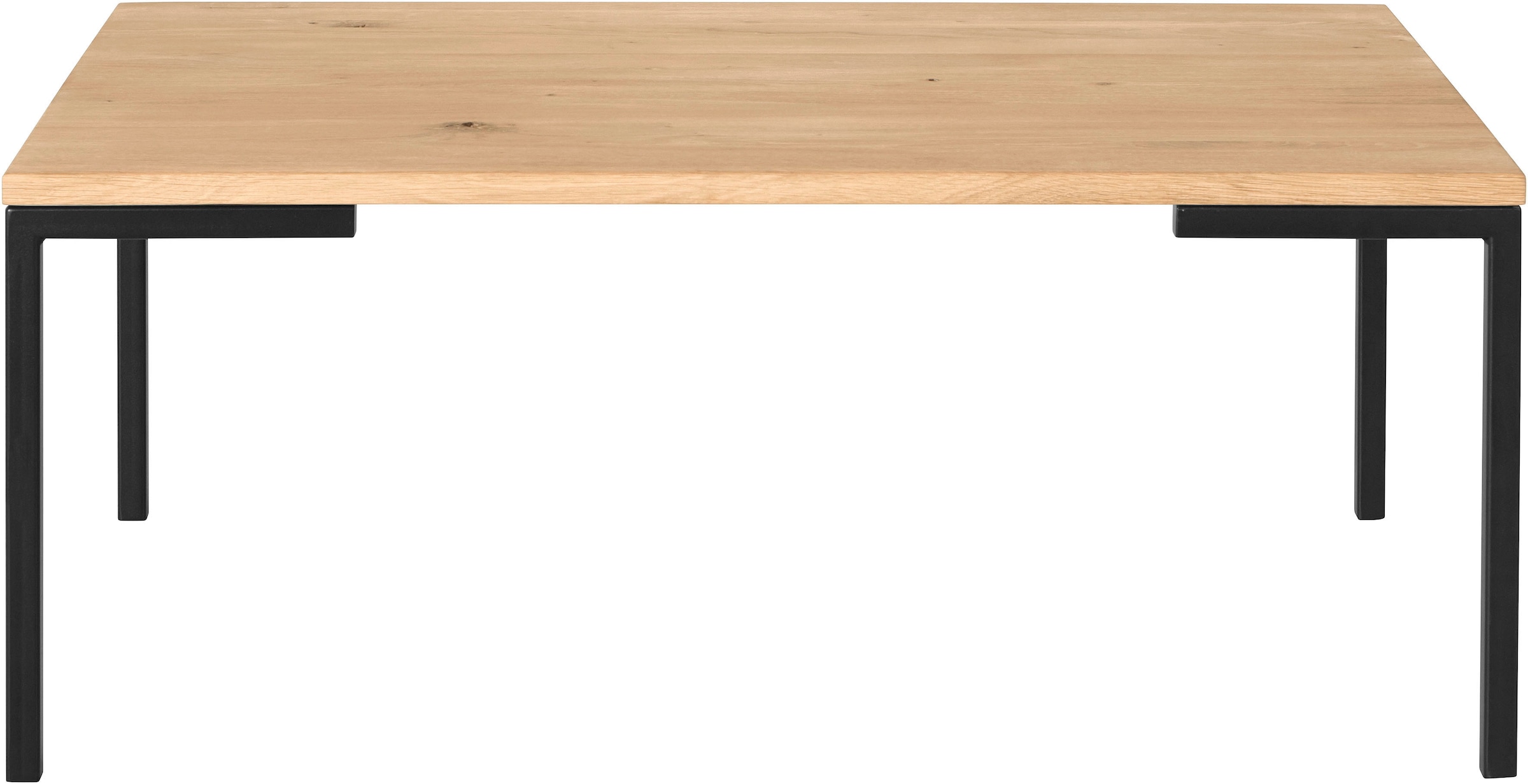 OTTO products Couchtisch »Lennard«, Wildeiche, rechteckige Tischplatte, mit schmalen Metallbeinen