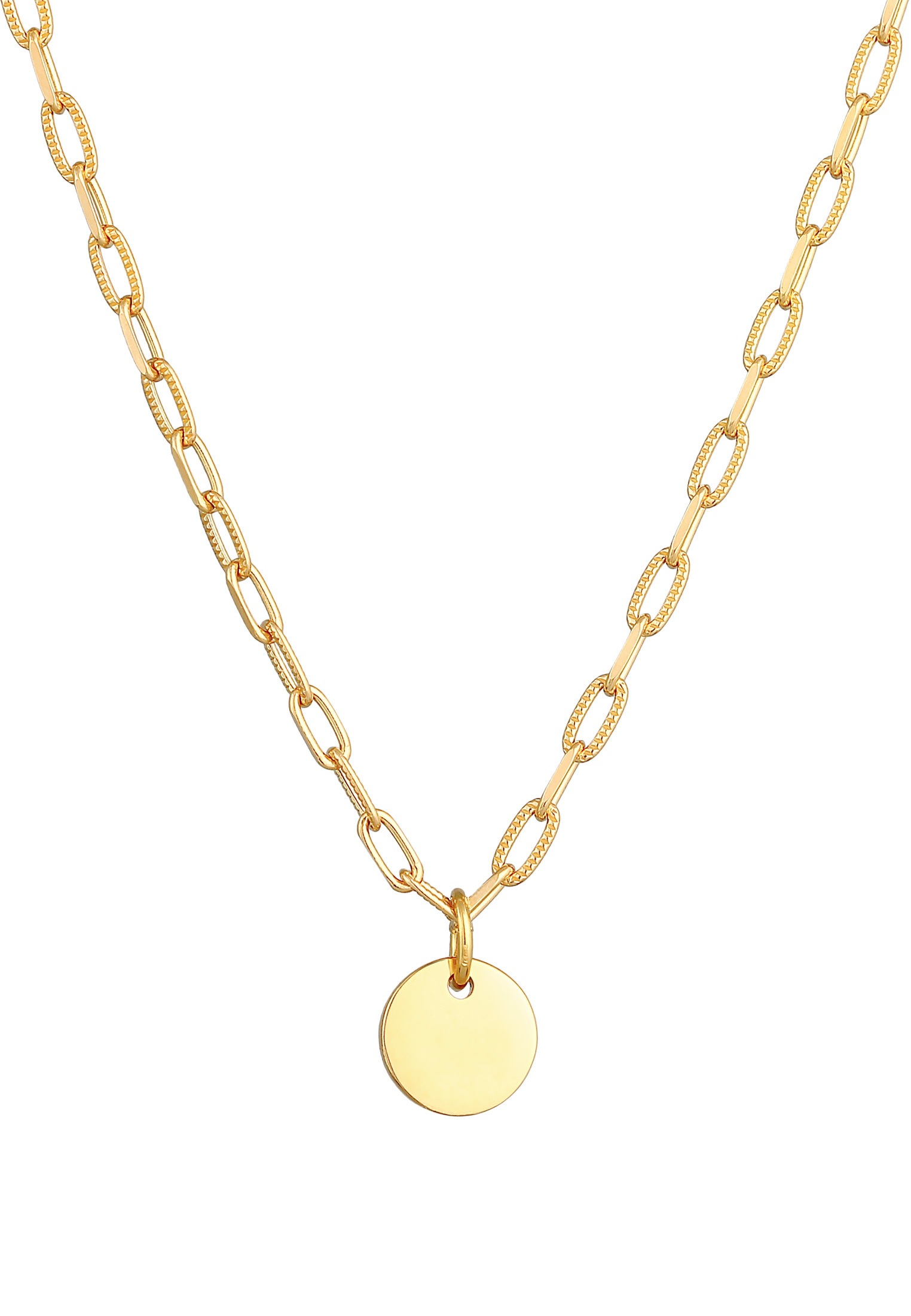 Elli Kette mit Anhänger »Halskette Plättchen Coin Gliederkette Trend 925 Silber«