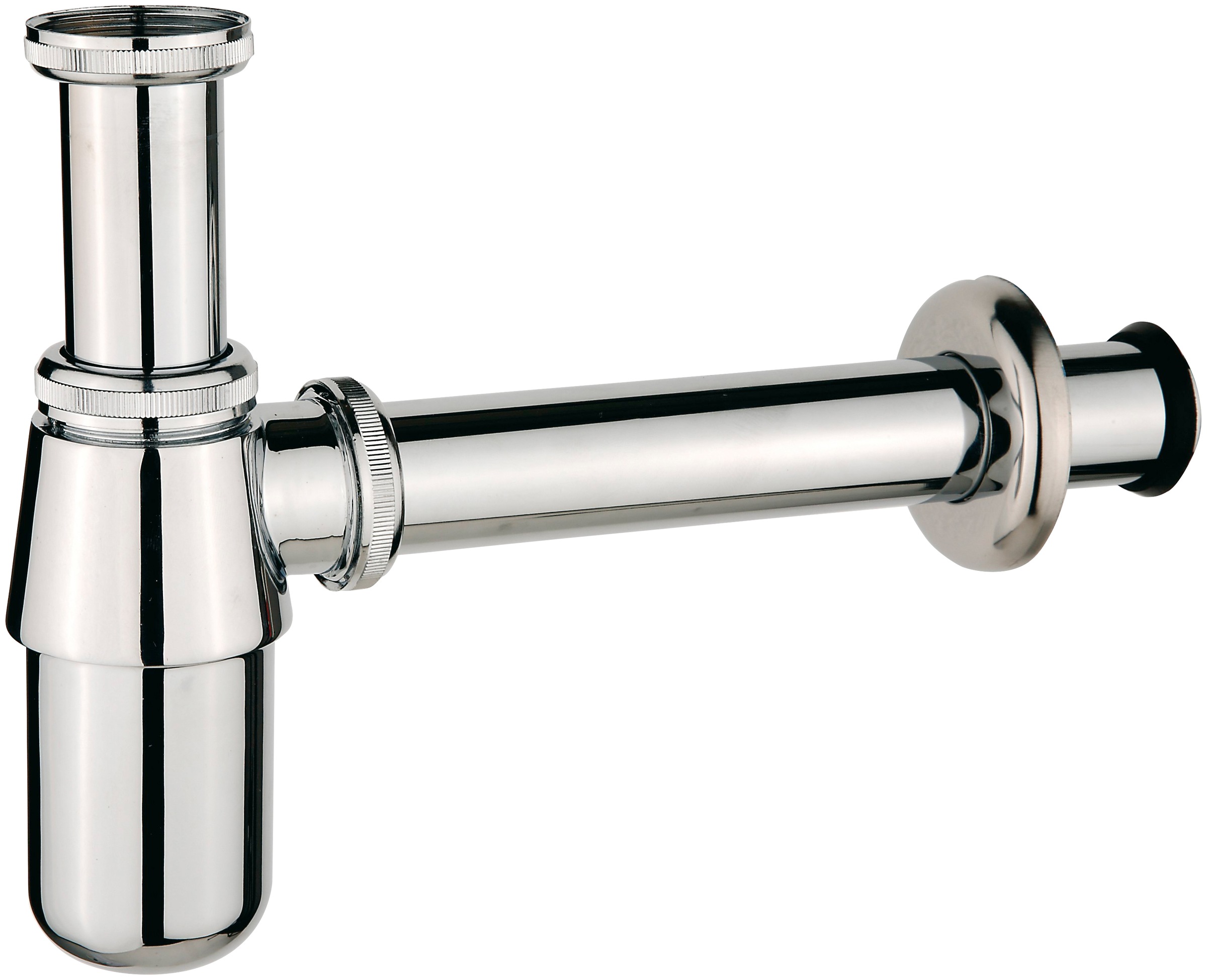 Kirchhoff Siphon, Flaschensiphon, 1 1/4, Ablaufgarnitur für Waschbecken und Waschtisch, Geruchsverschluss mit Reinigungsöffnung, Chrom