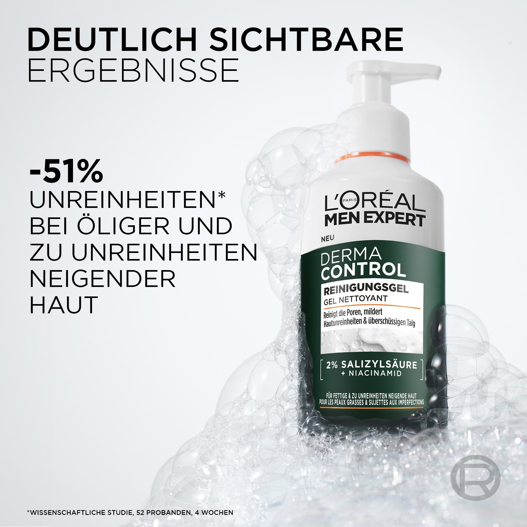 L'ORÉAL PARIS MEN EXPERT Pflegestift »L'Oréal Men Expert Derma Control Reinigungsgel«, Mit Salizylsäure und Niacinamid, behandelt Pickel und Unreinheiten.