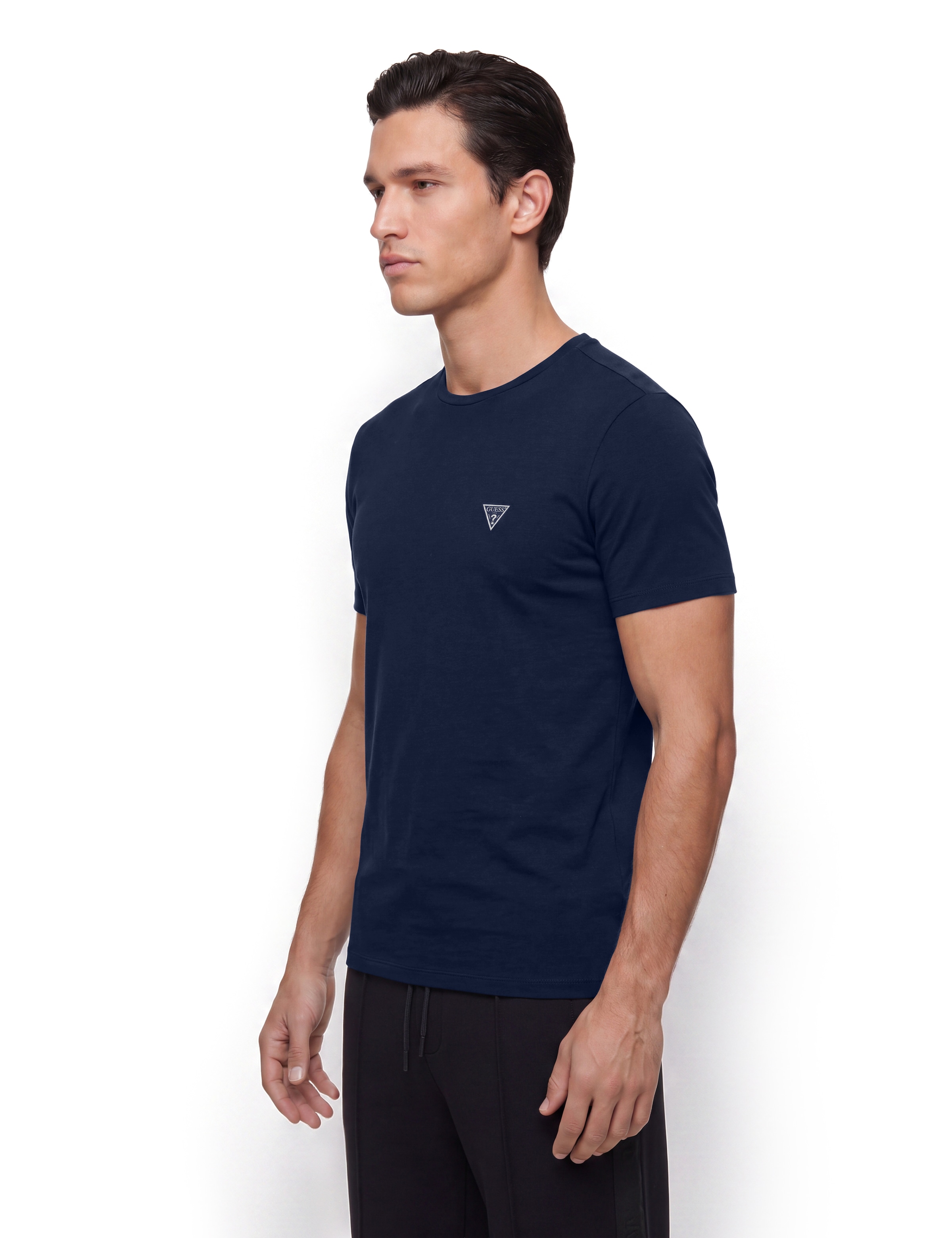 Guess T-Shirt »CALEB HERO CNK S/S 2PACK« Packung, 2 aus Baumwolljersey in Stretchqualität