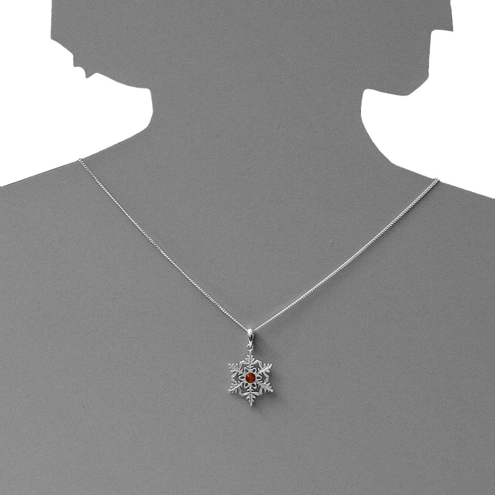 OSTSEE-SCHMUCK Kette mit Anhänger »- Schneeflocke - Silber 925/000 - Bernstein«