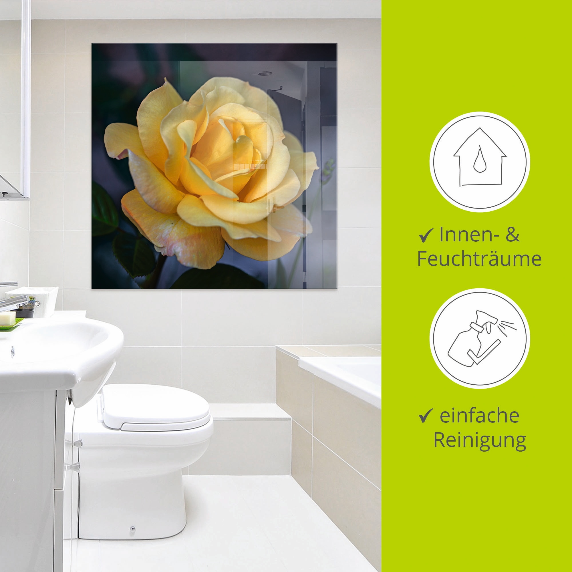 Artland Glasbild »Gelbe Rose« Blumen 1 Stk. tlg. in verschiedenen Größen