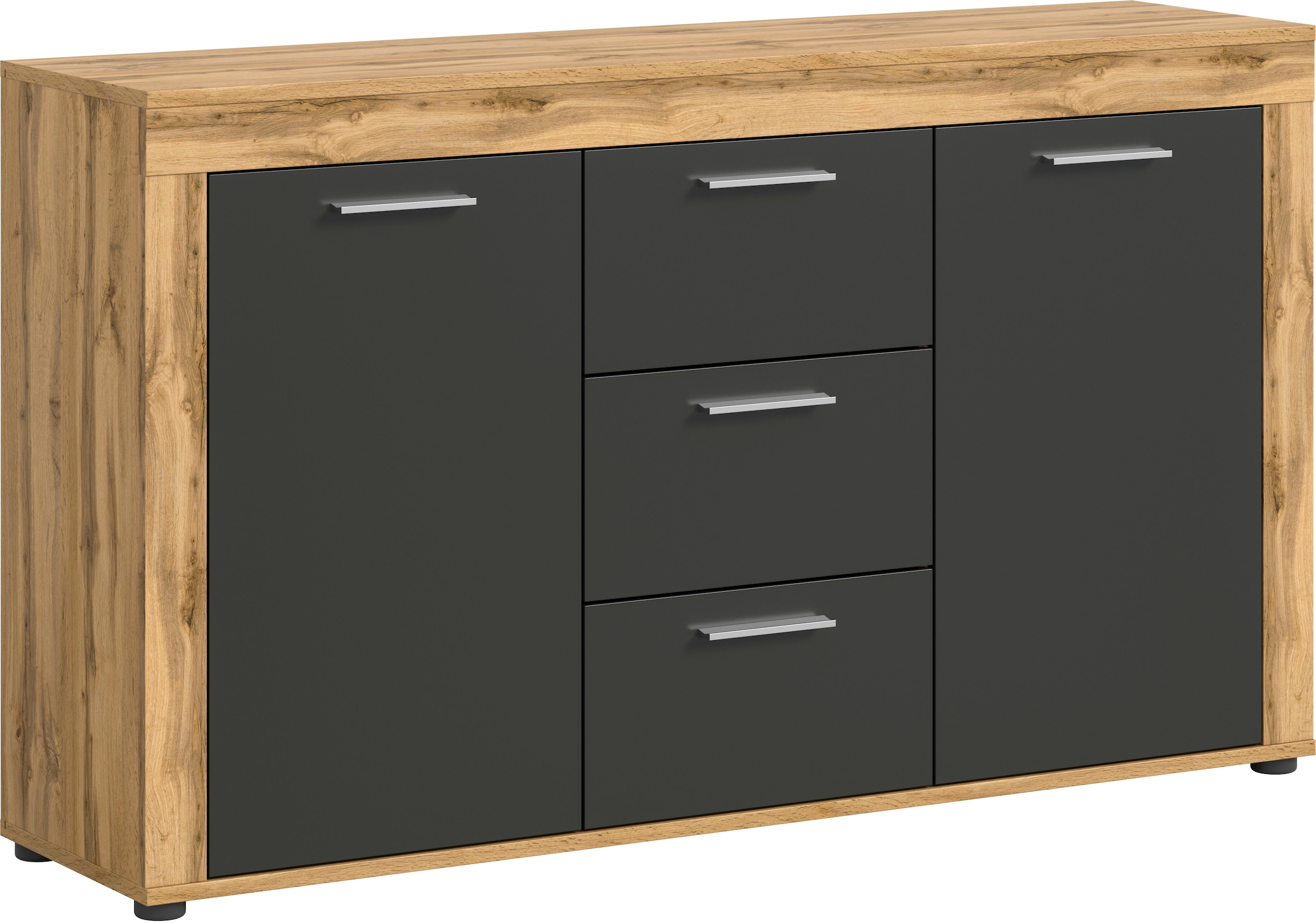 INOSIGN Sideboard »Aosta, Breite 125 cm, in verschiedenen Farbausführungen«, mit 2 Türen und 3 Schubkästen, Wohnzimmer, Kommode, Schrank