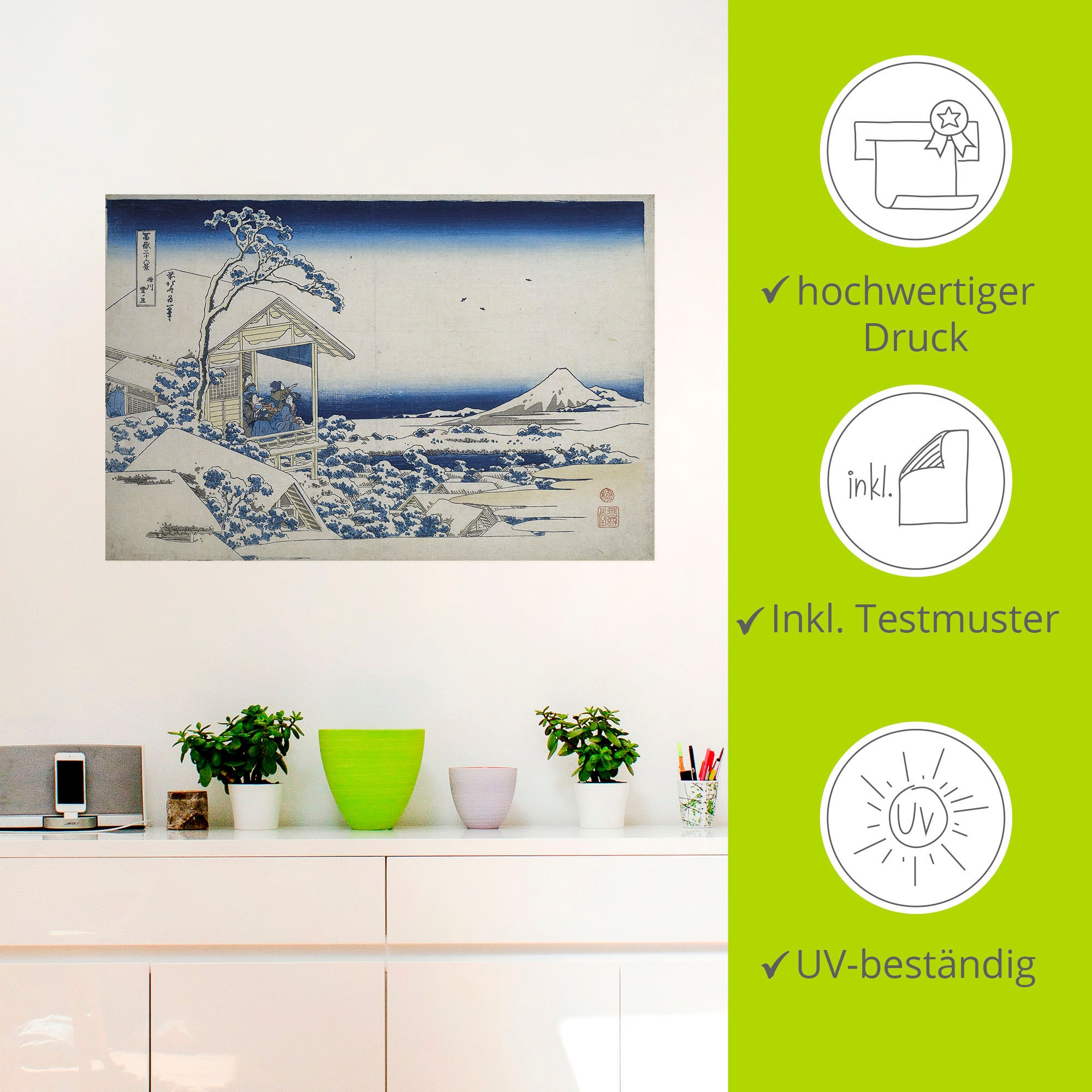 Artland Wandbild »Schneereicher Morgen in Koishikawa.«, Vier Jahreszeiten Bilder, (1 St.), als Alubild, Leinwandbild, Wandaufkleber oder Poster in versch. Größen