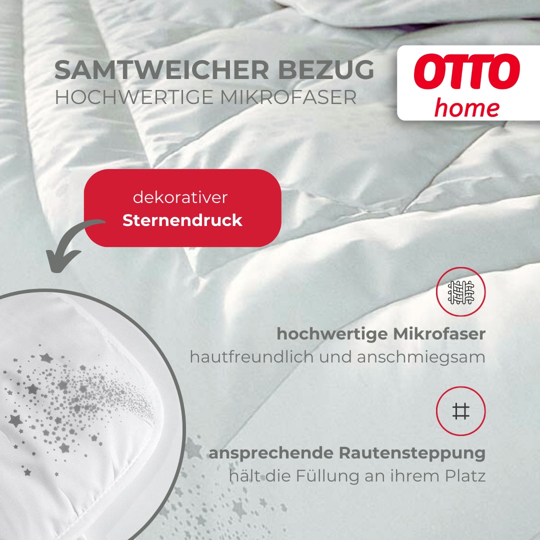 OTTO home Microfaserbettdecke + Kopfkissen »Baca, 2-tlg. Bettdecke 135x200 oder155x220 cm mit Kissen 80x80 cm« Set Bettdecke & Kissen Made in Germany, Sommer, Winter