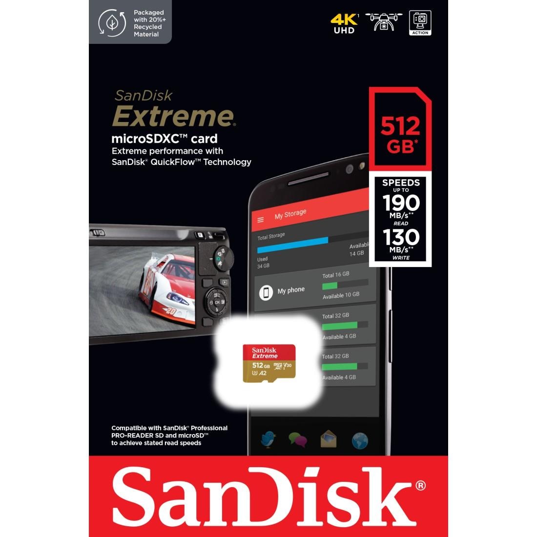 Sandisk Speicherkarte »microSDXC Extreme«, (Video Speed Class 30 (V30)/UHS Speed Class 3 (U3)