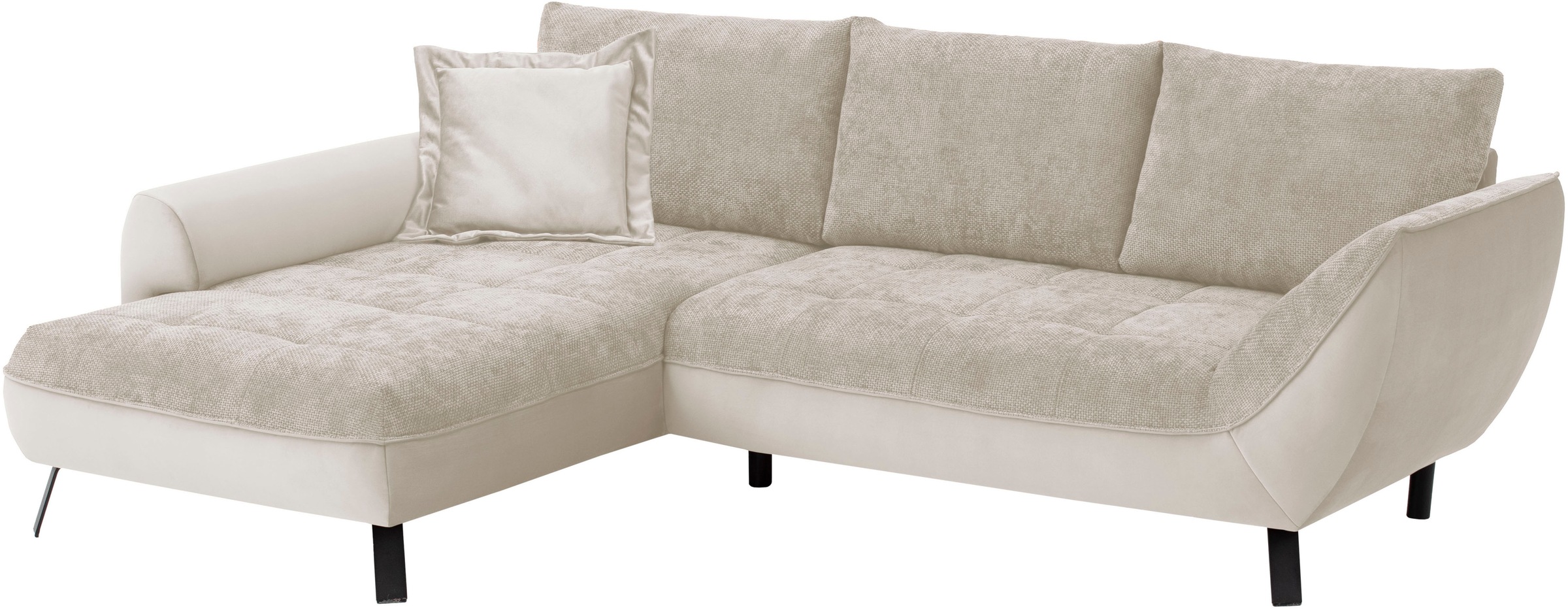 exxpo - sofa fashion Ecksofa »Bellinii, Materialmix, Strukturbezug und pflegeleichter Microvelours«, bequem und modern, Materialmix, L-Form