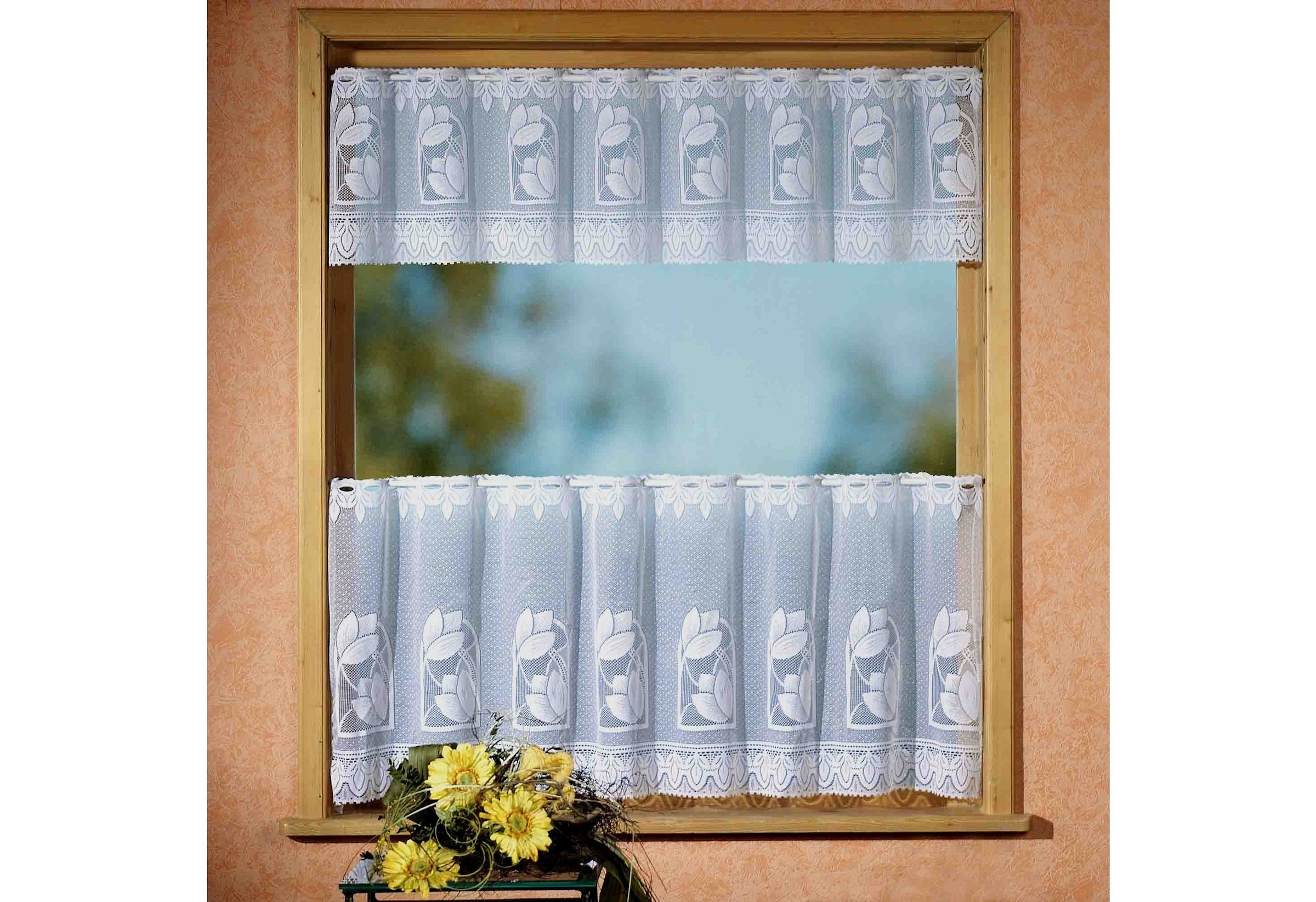 Weckbrodt Scheibengardine »Aachen«, (2 St.), Bistro, Jacquard, halbtransparent, 2teiliges Set, Gardine, Store