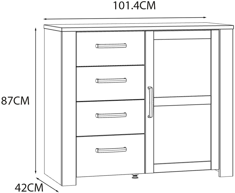 FORTE Kommode B/H/T 101,4/87/42 cm, Soft Close, 4 Schubkästen
