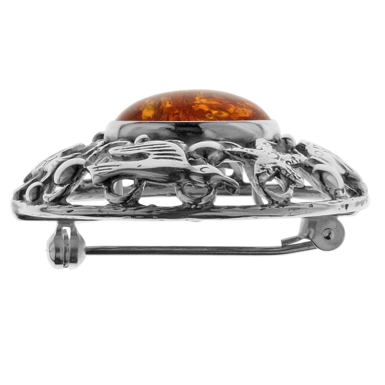 OSTSEE-SCHMUCK Brosche »- Fischland 36x30 mm - Silber 925/000 - Bernstein«