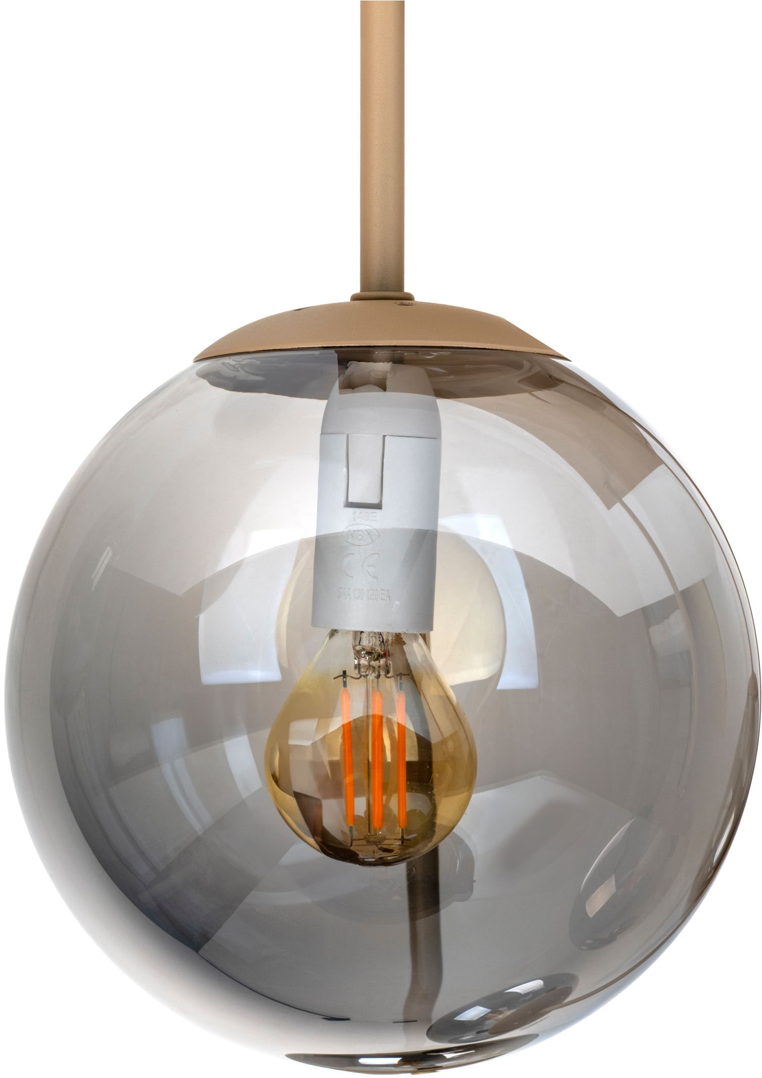 my home Pendelleuchte »Nymölla« E14 1 Stk. 5 Glaskugeln mit je 1x E14 exkl., Gestell eckig beige matt