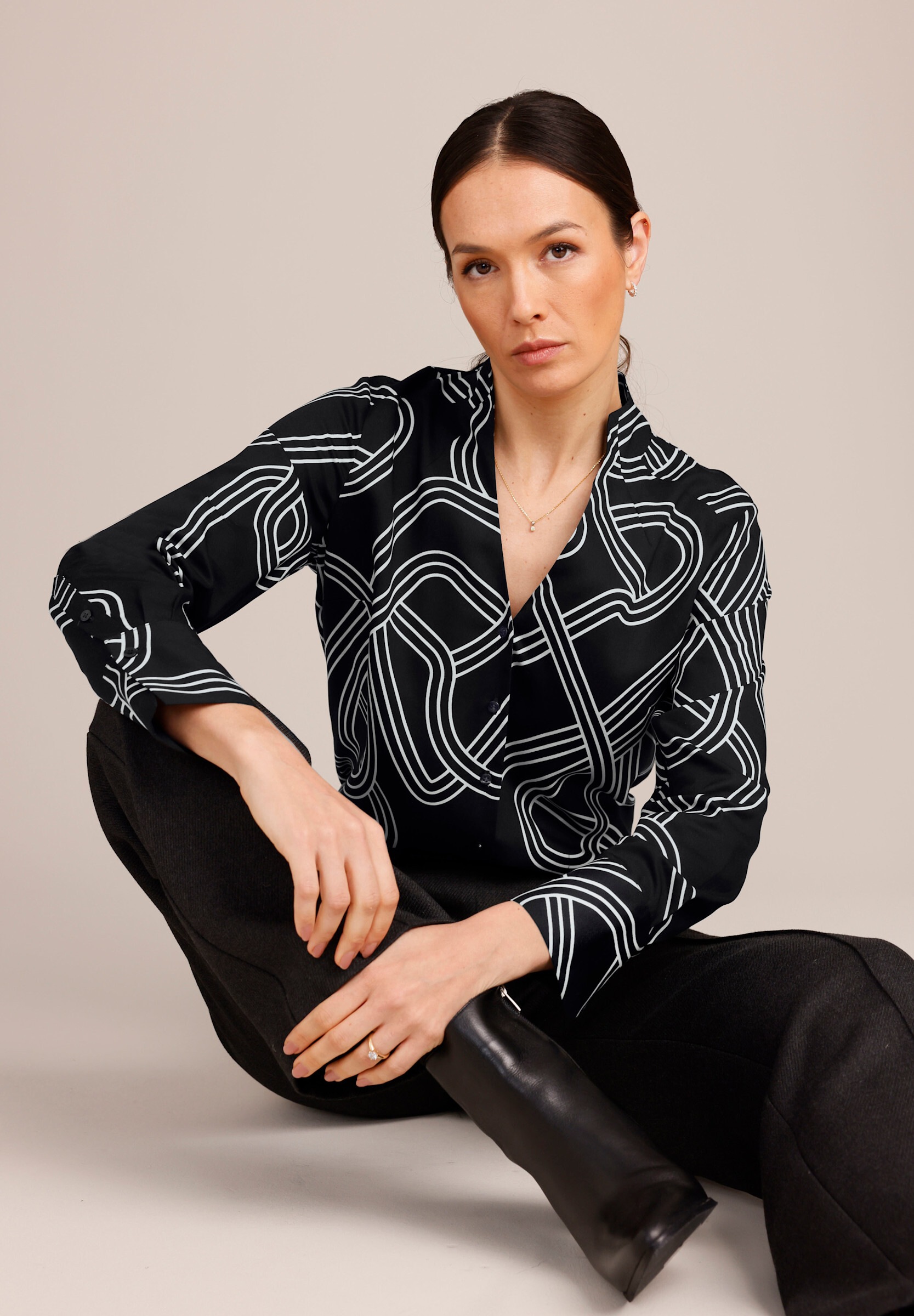 creation L Klassische Bluse »Lyocell-Bluse Druckbluse mit Manschetten«