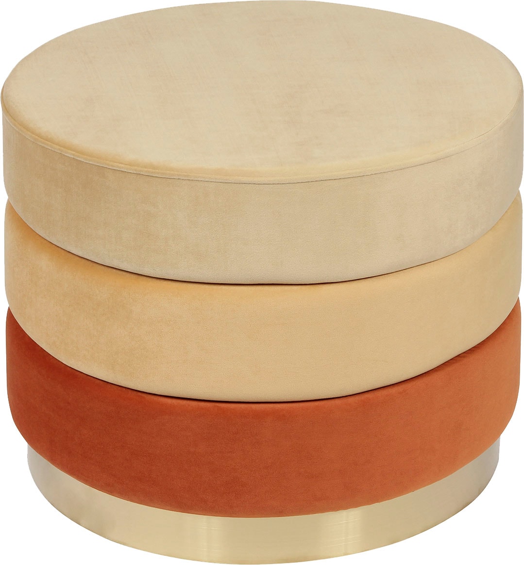 Kayoom Polsterhocker »Hocker Matilda 325, Edler Touch durch goldenen Sockel« 1 Stk. tlg. Samtbezug, farbig geschichtete Polsterung, goldener Sockel