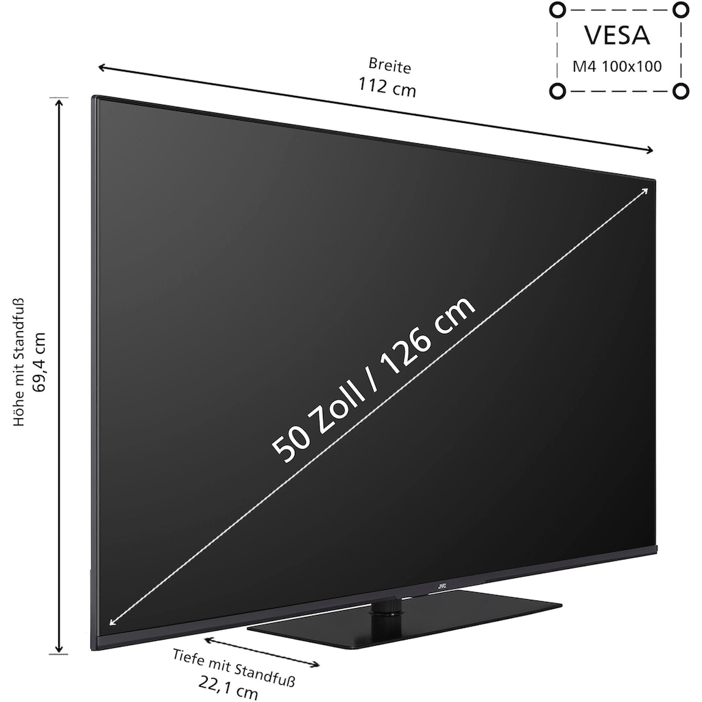 JVC QLED-Fernseher »LT-50VGQ8255«, 126 cm/50 Zoll, 4K Ultra HD, Smart-TV-Google TV