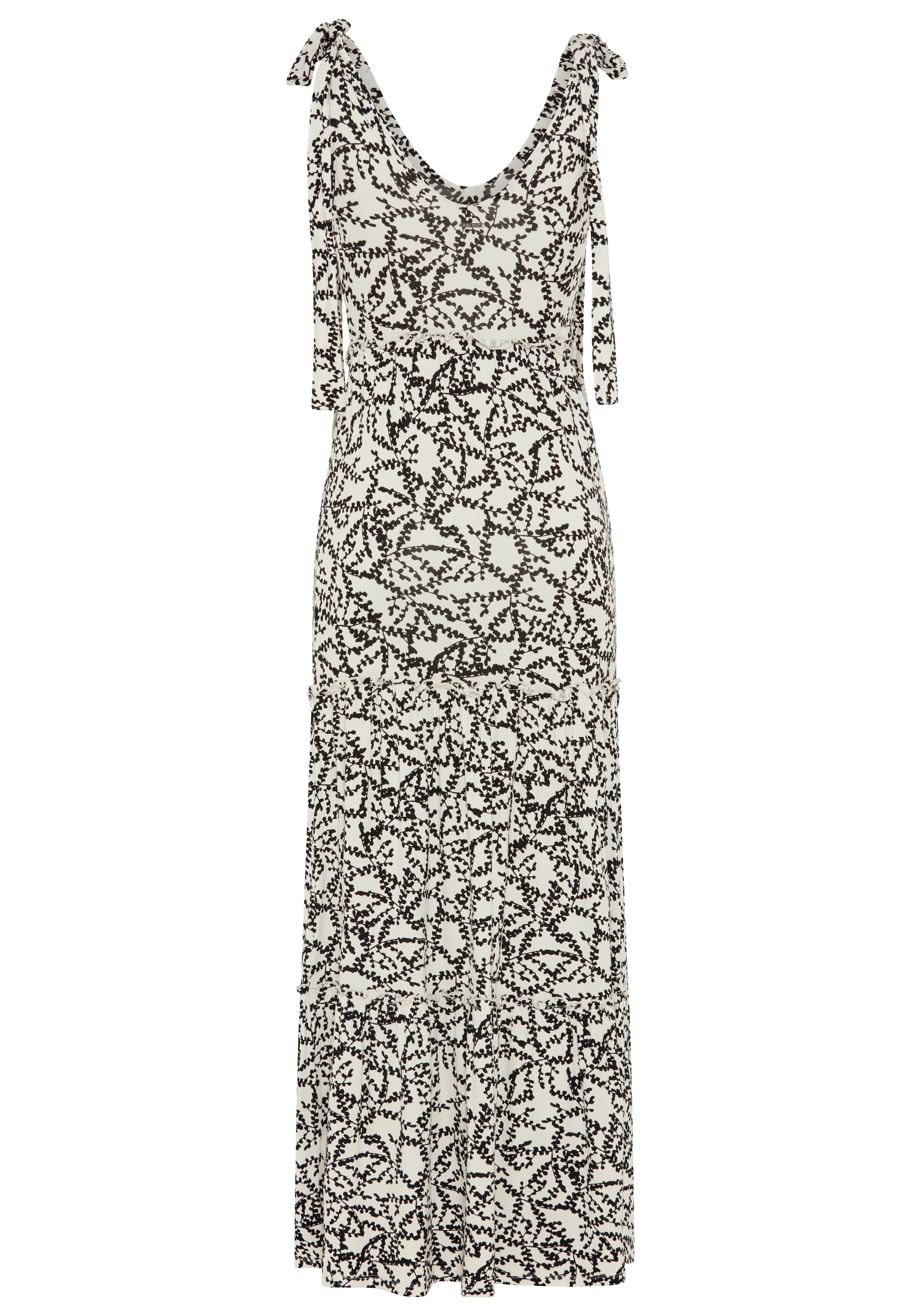 Laura Scott Maxikleid in gemusterter Optik, aus Viskose und Elasthan, mit Schleifen-Detail