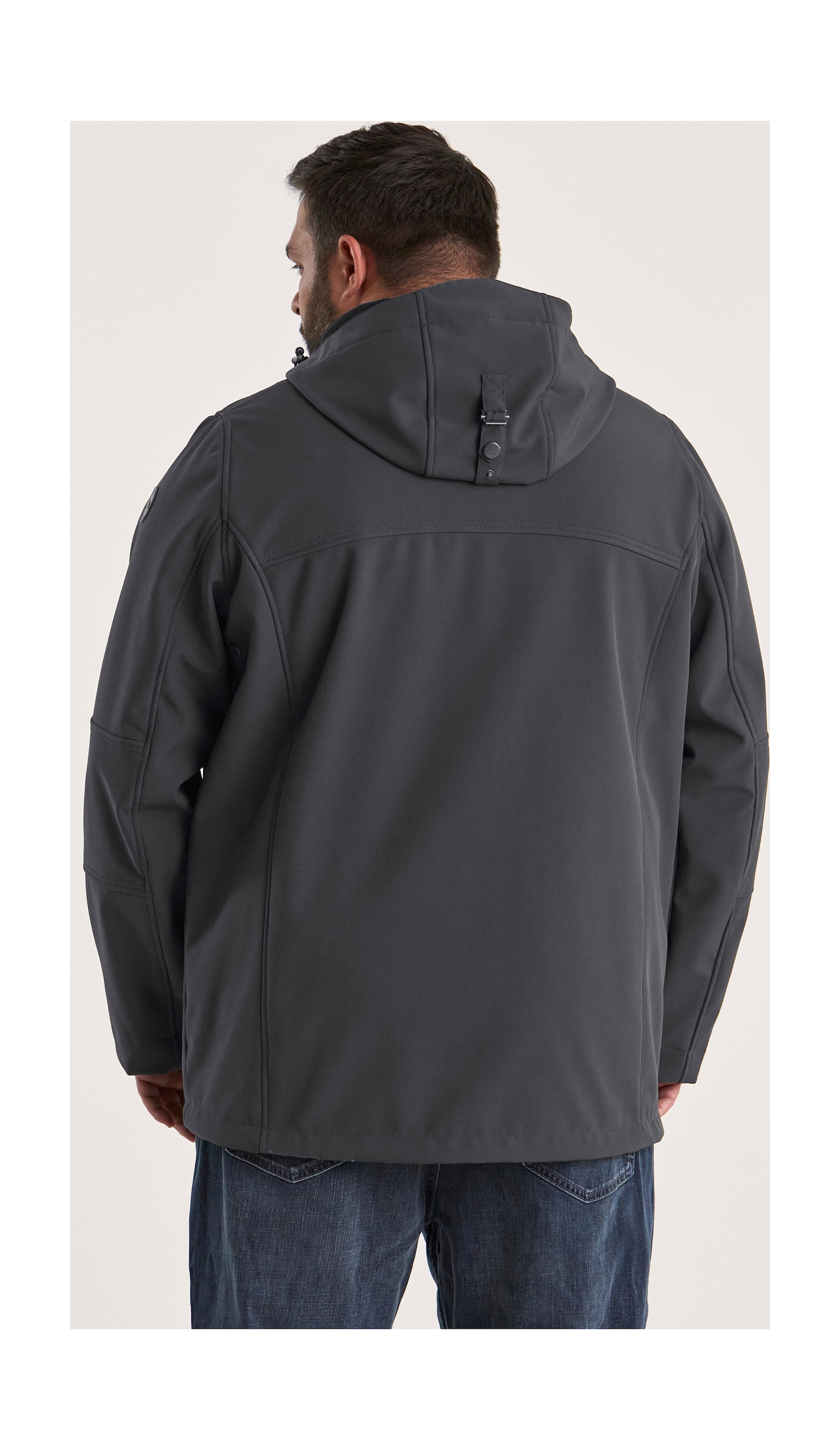 STOY Softshelljacke »STW 17 MN SFTSHLL JCKT«, Wasserabweisende, atmungsaktive Softshelljacke mit abnehmbarer Kapuze