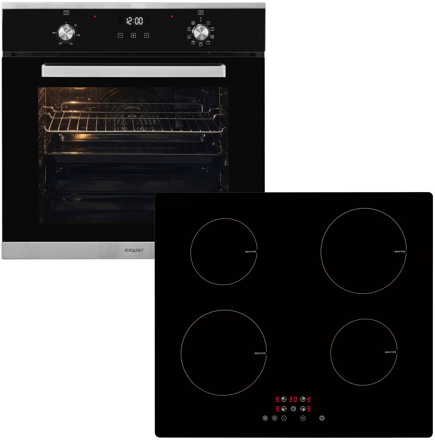 Backofen-Set »EBE76-9-H-020 inox«, mit Teleskopauszug nachrüstbar