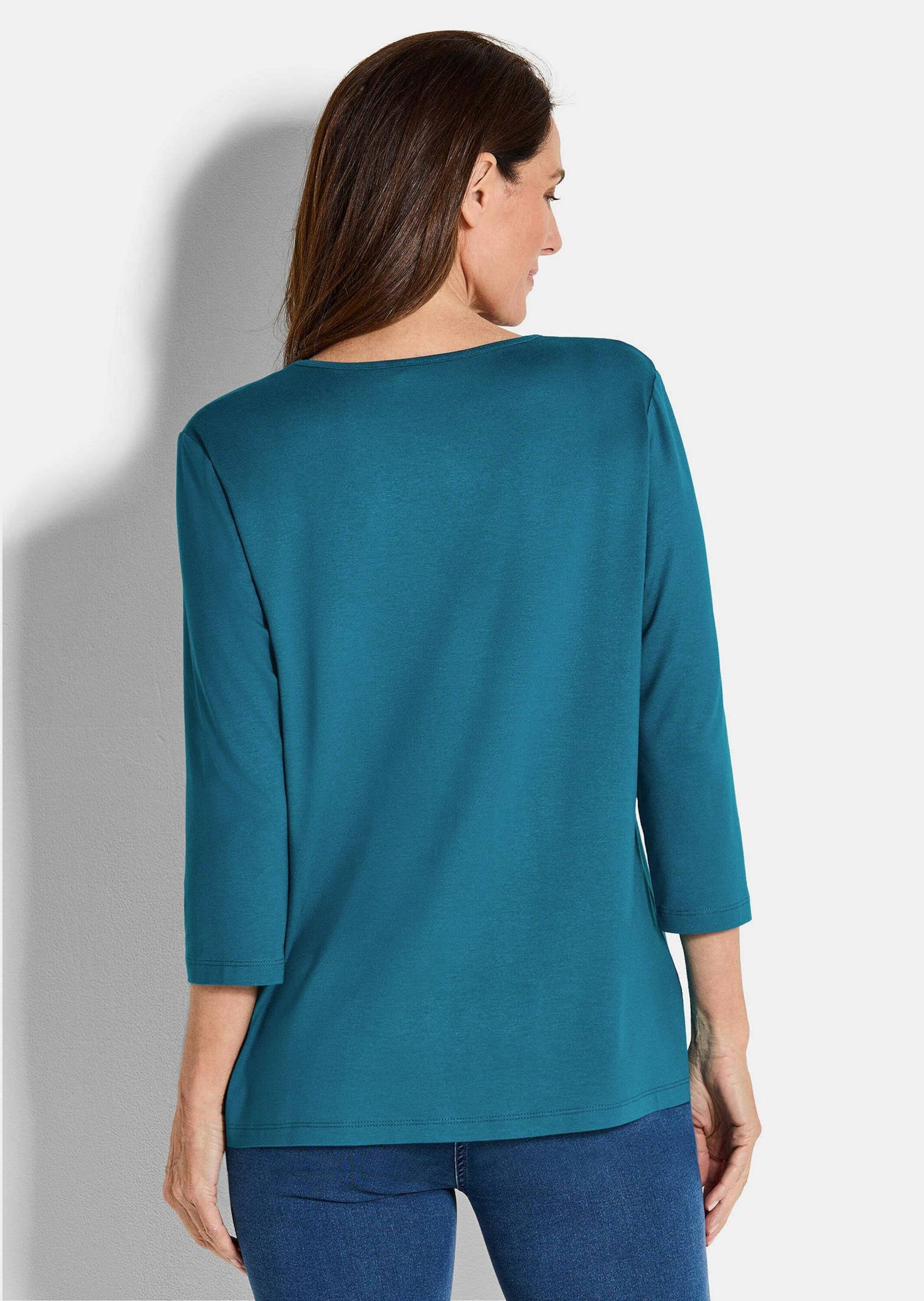 GOLDNER Kurzarmshirt »Kurzgröße Viskose-Oberteil mit Halbarm« Falten