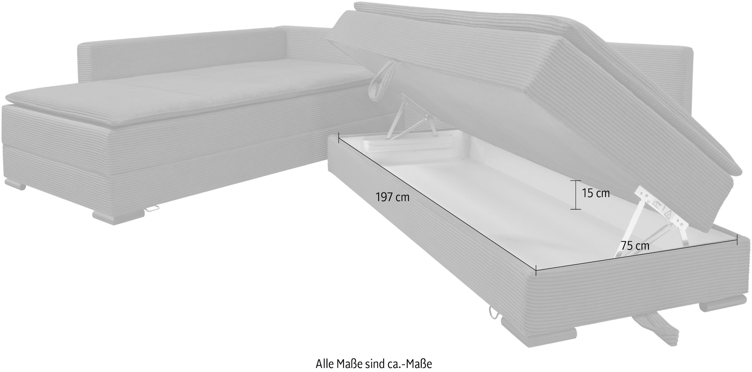 INOSIGN Ecksofa, inklusive Bettfunktion und Bettkasten