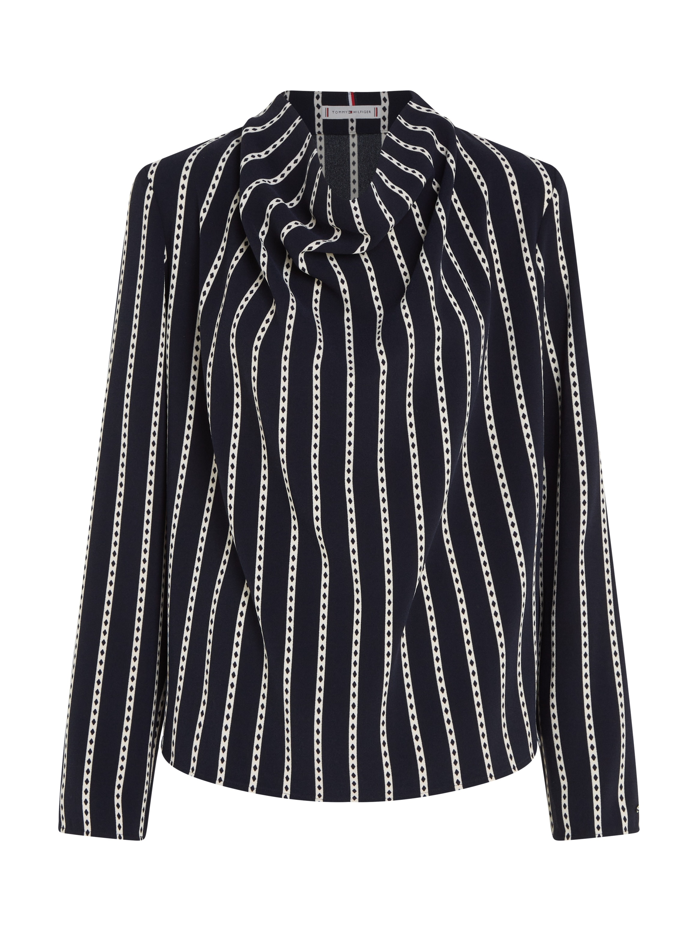 Tommy Hilfiger Blusentop »ARGYLE STRIPE COWL NECK BLOUSE«, im hüftlangen Schnitt