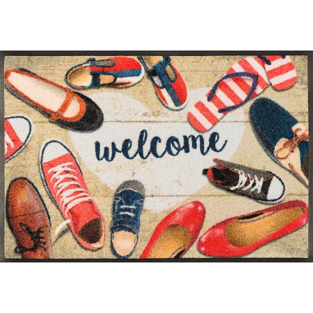 wash+dry by Kleen-Tex Fußmatte »Shoes welcome«, rechteckig, Schmutzfangmatte,  mit Spruch, rutschhemmend kaufen im OTTO Online Shop