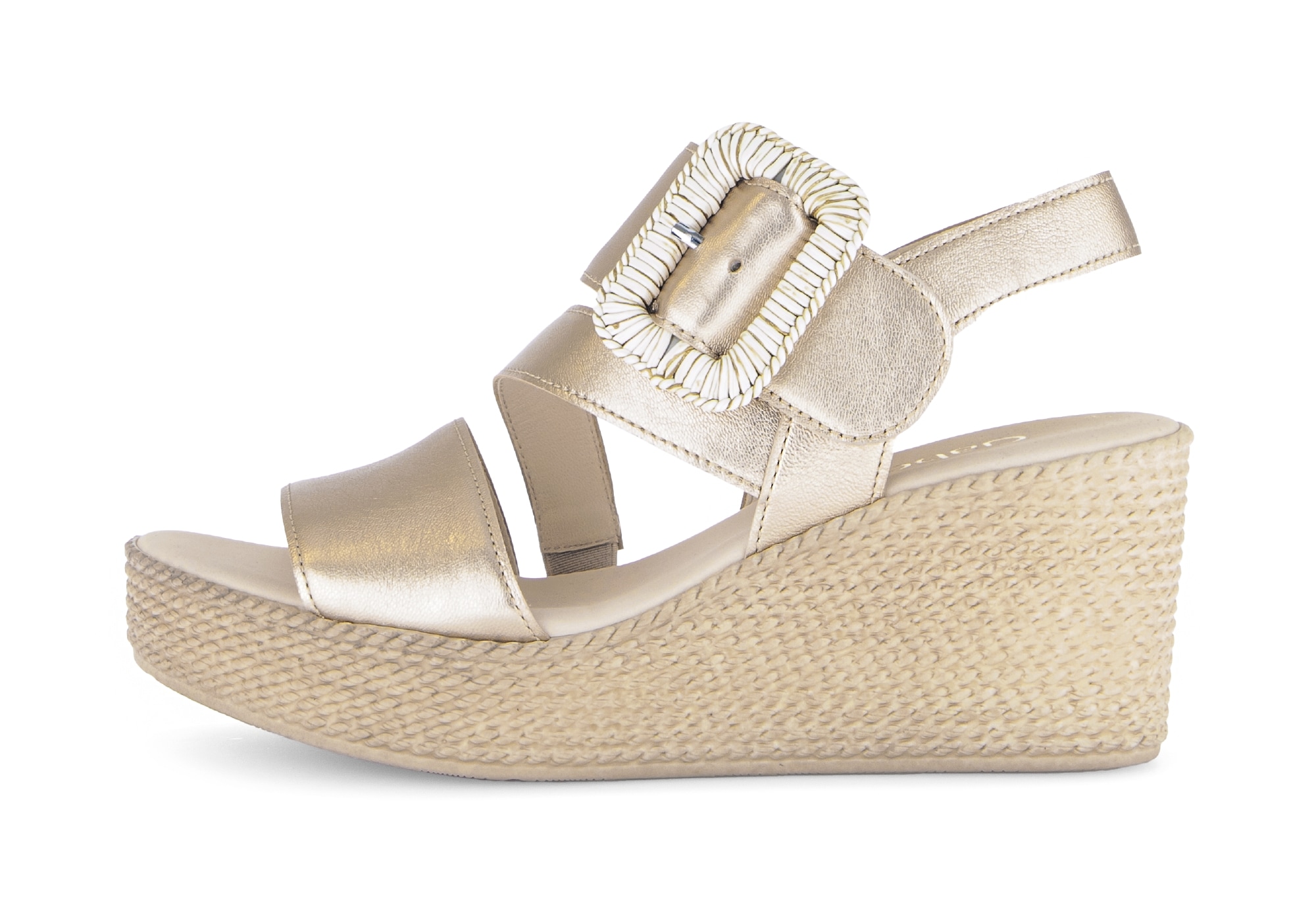 Gabor Keilsandalette  , Sommerschuh, Riemchensandale mit auffälliger Zierschnalle