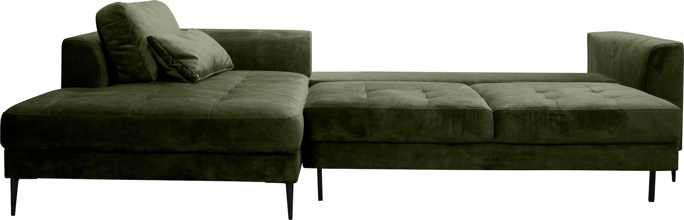 TRENDMANUFAKTUR Ecksofa »Luzi, wahlweise mit Schlaffunktion und Bettkasten bestellbar, L-Form«, Designsofa mit tollem Sitzkomfort, Metallfüße schwarz, Breite 280 cm