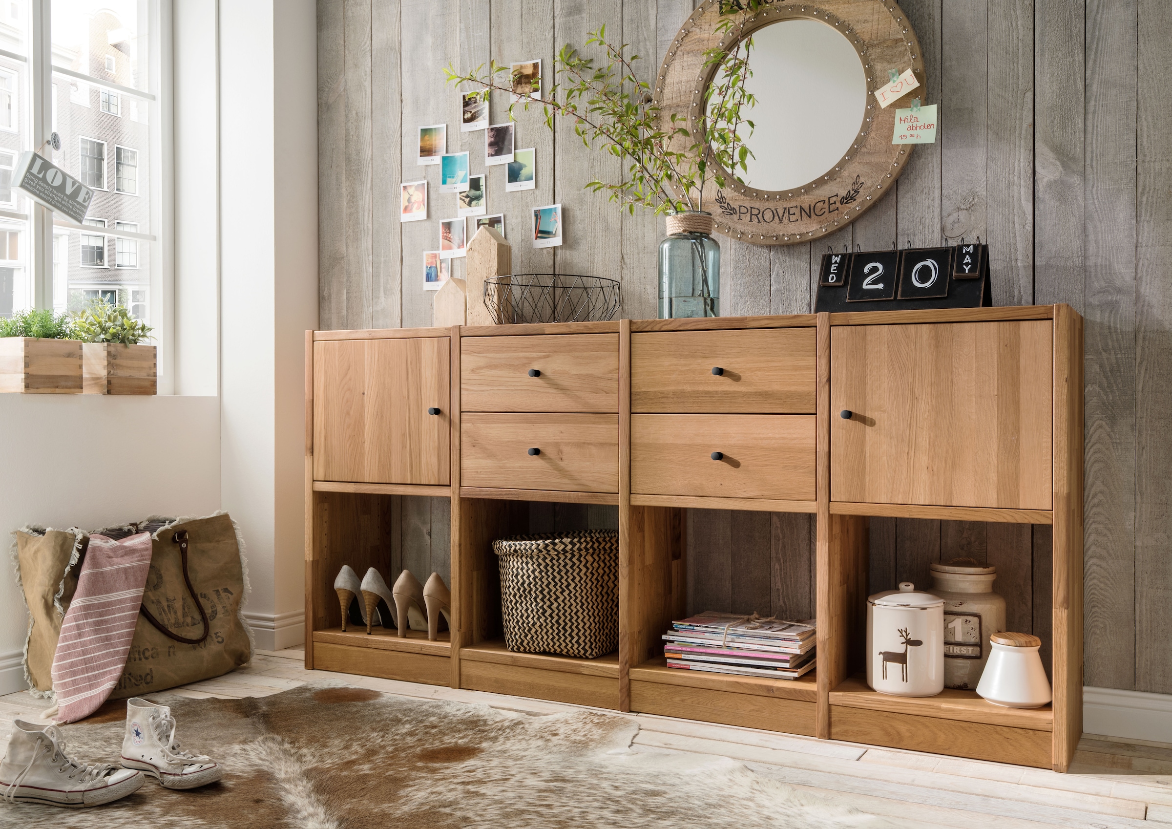 Home affaire Sideboard »Ecko« aus massivem Wildeichenholz, Breite 181 cm