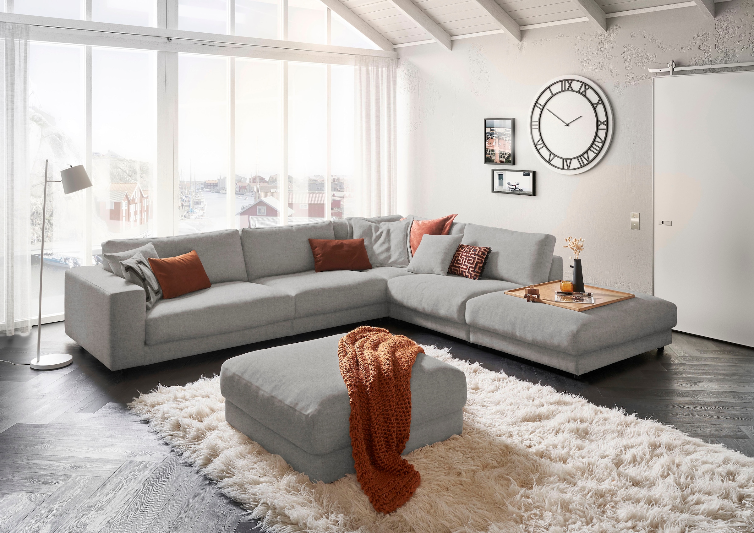 3C Candy Ecksofa »Enisa II, bequem und komfortabel, großes Familiensofa, L-Form«, incl. 3 Flatterkissen, wahlweise mit Flecken-Schutz-Bezug Easy care