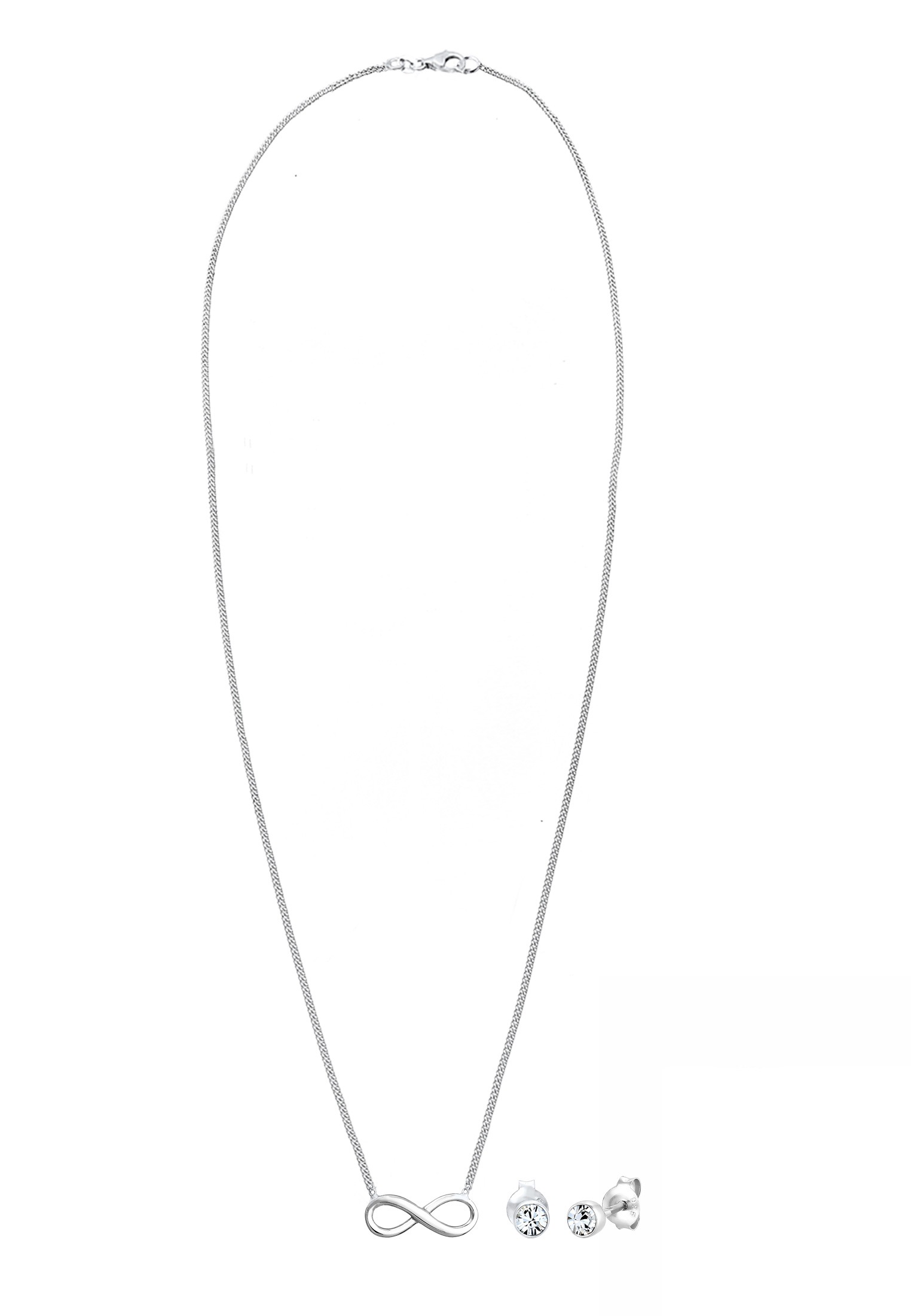 Elli Ohrring und Ketten Set »Schmuckset Infinity Ohrstecker Kristalle Silber«